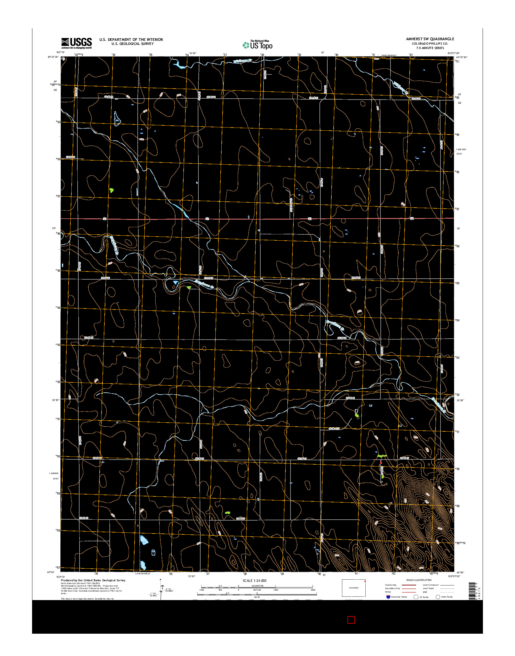 USGS US TOPO 7.5-MINUTE MAP FOR AMHERST SW, CO 2016