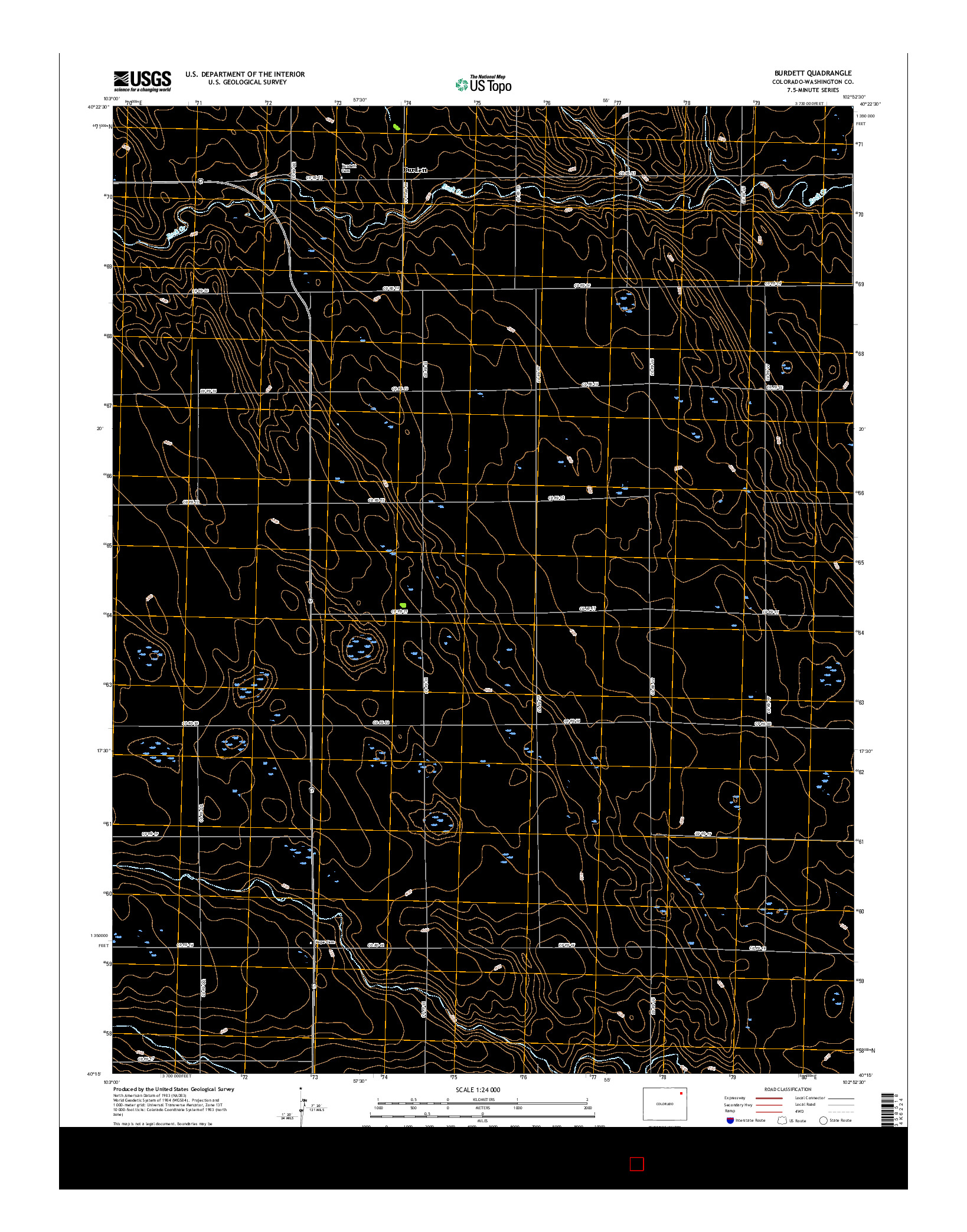 USGS US TOPO 7.5-MINUTE MAP FOR BURDETT, CO 2016