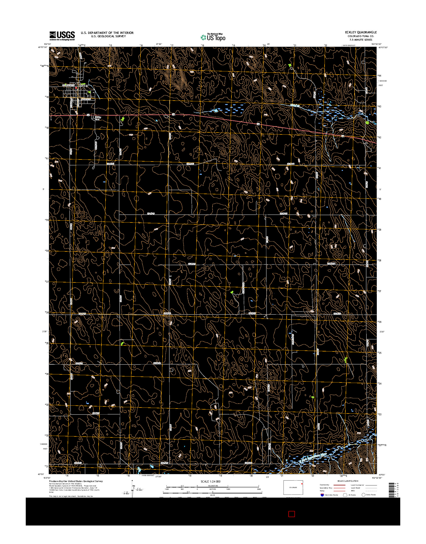 USGS US TOPO 7.5-MINUTE MAP FOR ECKLEY, CO 2016