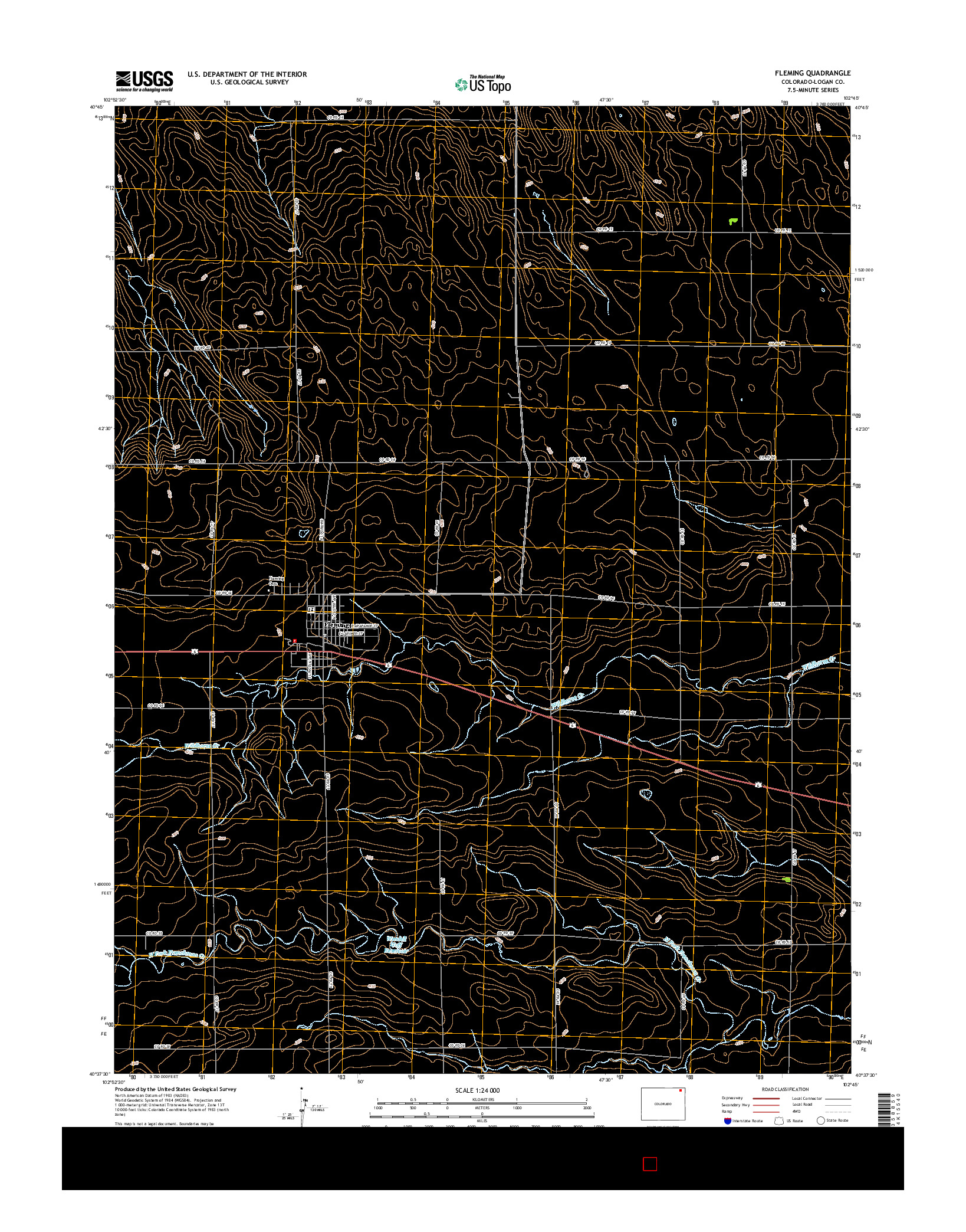 USGS US TOPO 7.5-MINUTE MAP FOR FLEMING, CO 2016