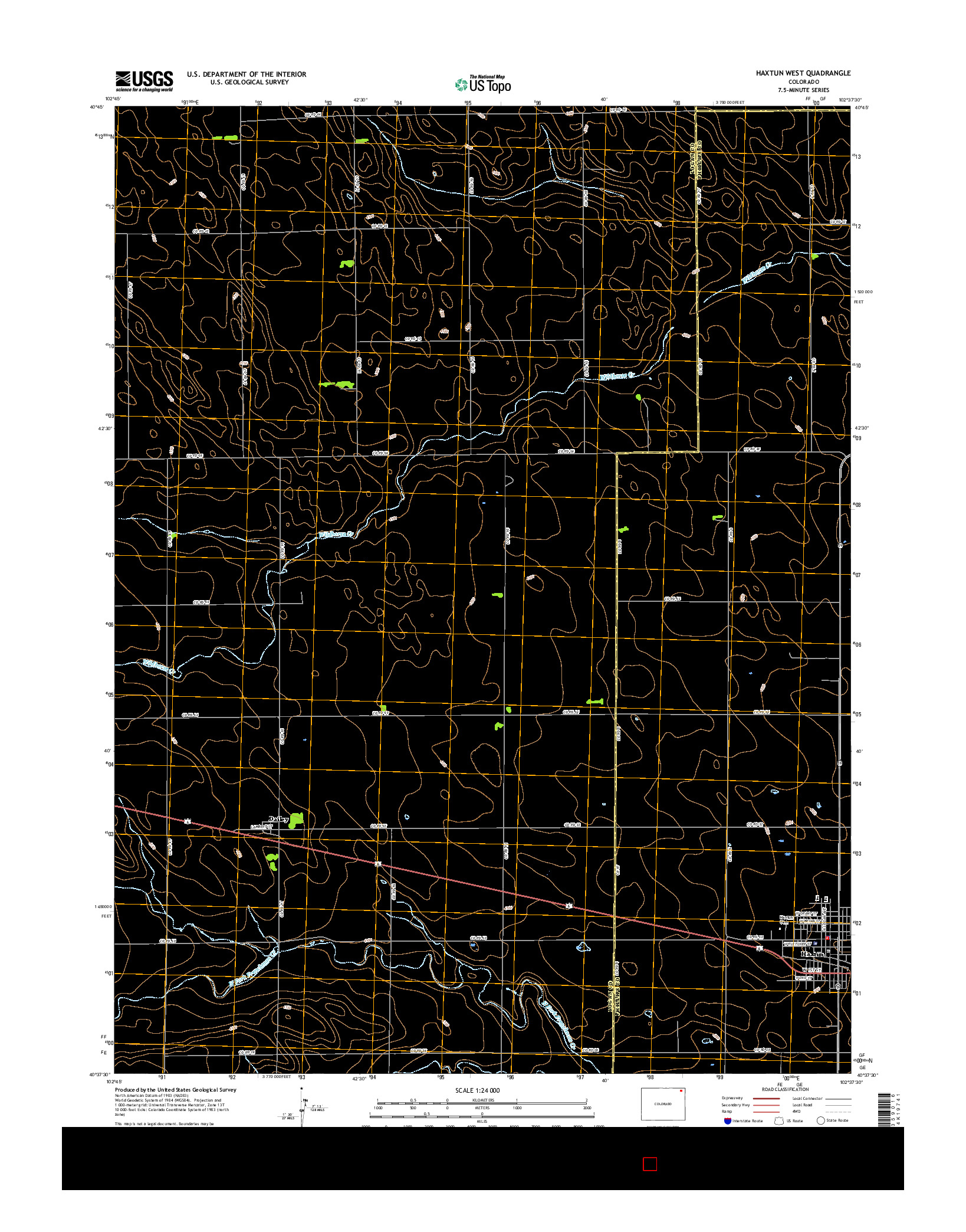 USGS US TOPO 7.5-MINUTE MAP FOR HAXTUN WEST, CO 2016