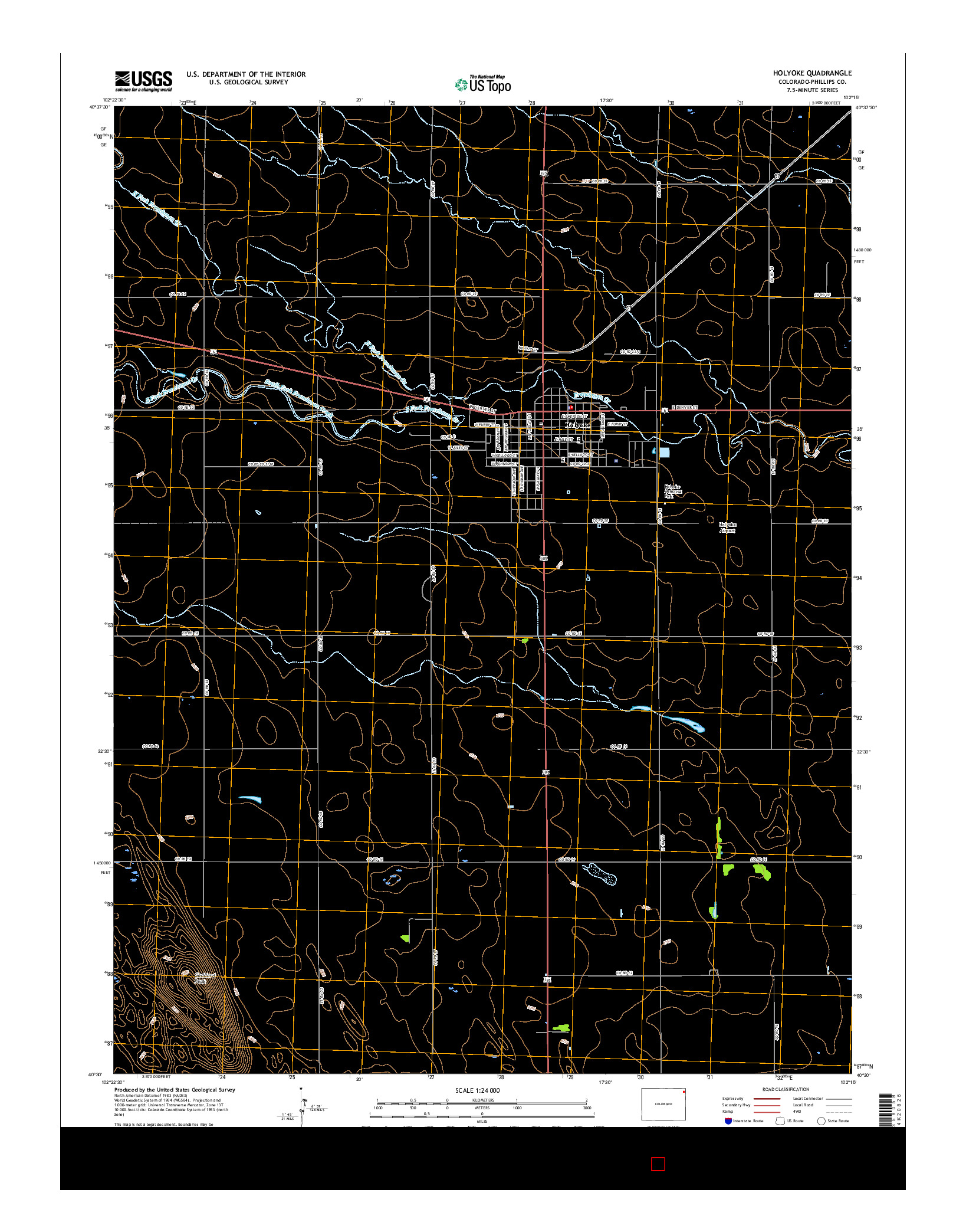 USGS US TOPO 7.5-MINUTE MAP FOR HOLYOKE, CO 2016