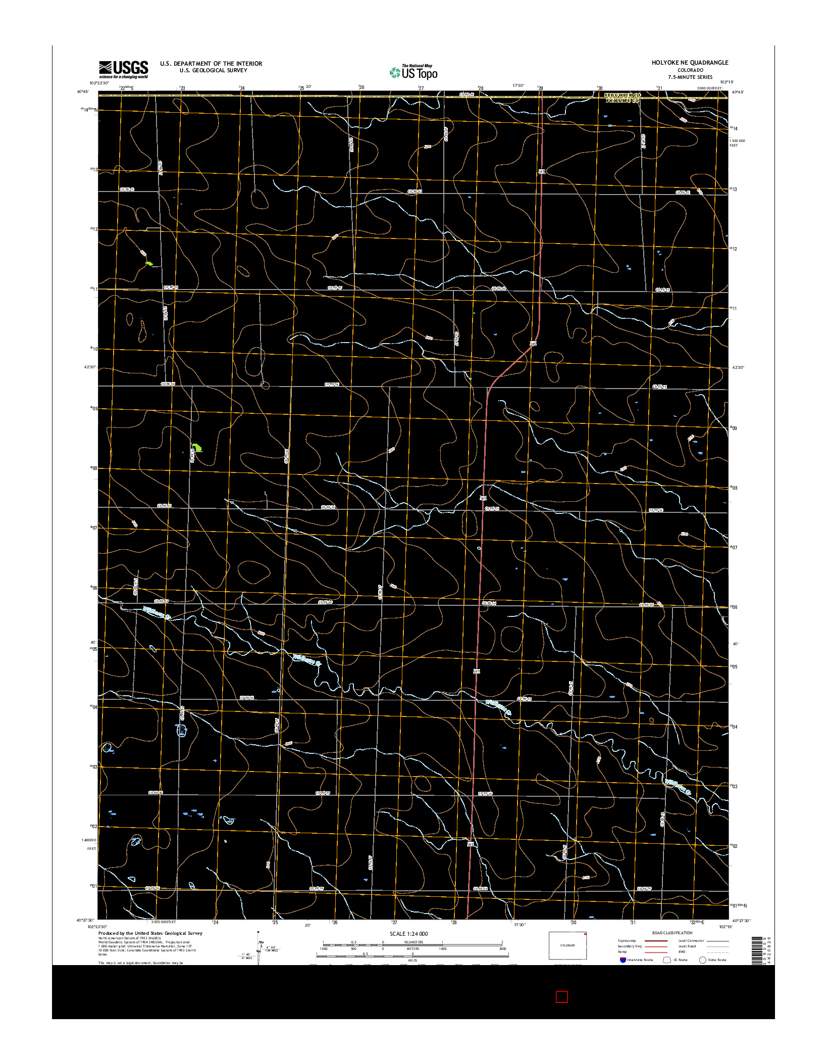 USGS US TOPO 7.5-MINUTE MAP FOR HOLYOKE NE, CO 2016