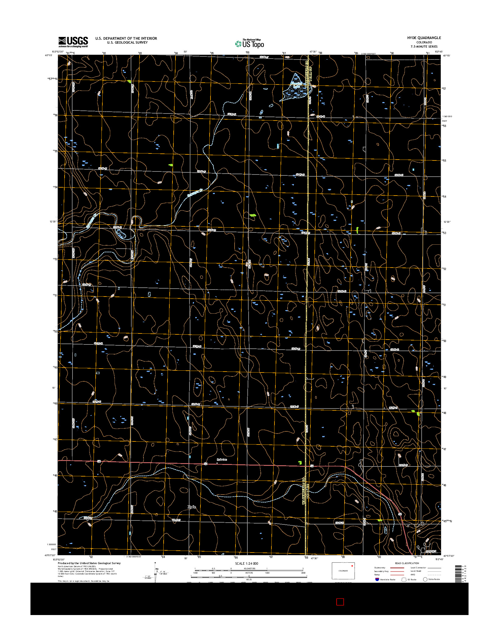 USGS US TOPO 7.5-MINUTE MAP FOR HYDE, CO 2016