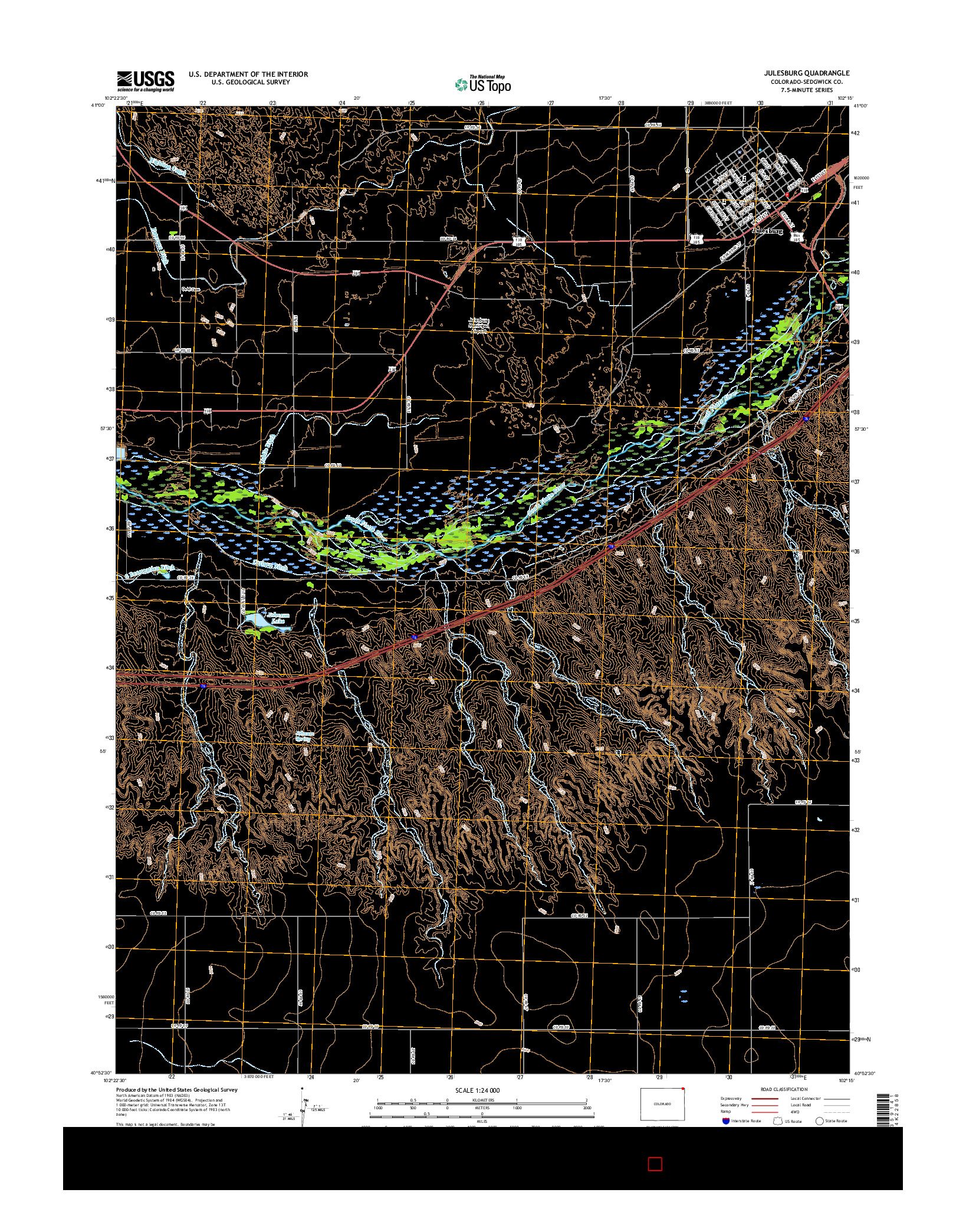 USGS US TOPO 7.5-MINUTE MAP FOR JULESBURG, CO 2016