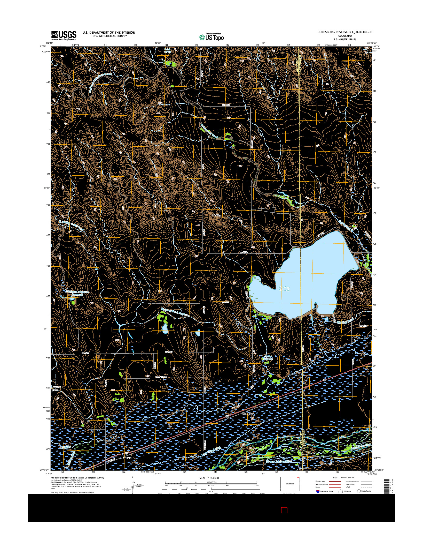 USGS US TOPO 7.5-MINUTE MAP FOR JULESBURG RESERVOIR, CO 2016