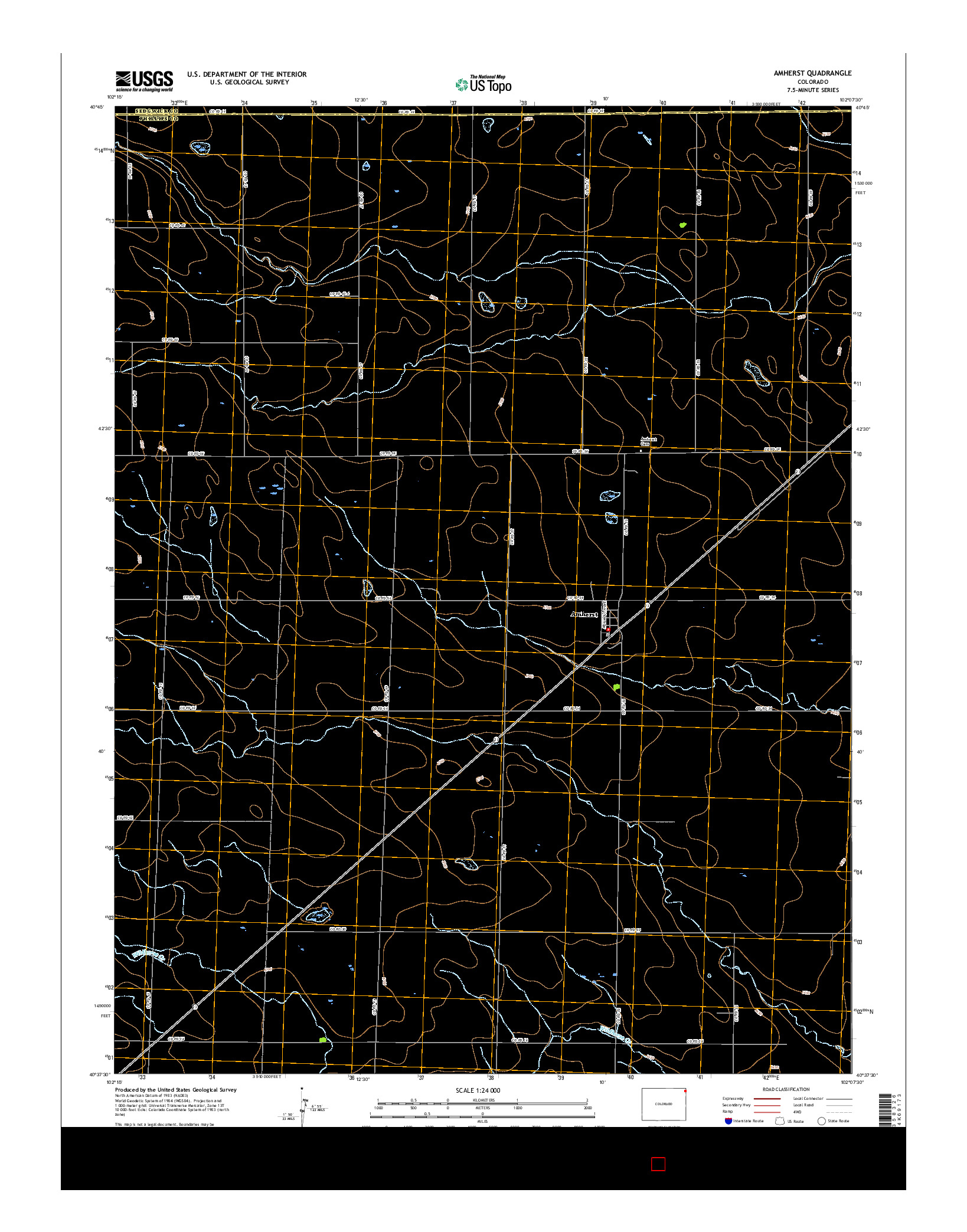 USGS US TOPO 7.5-MINUTE MAP FOR AMHERST, CO 2016