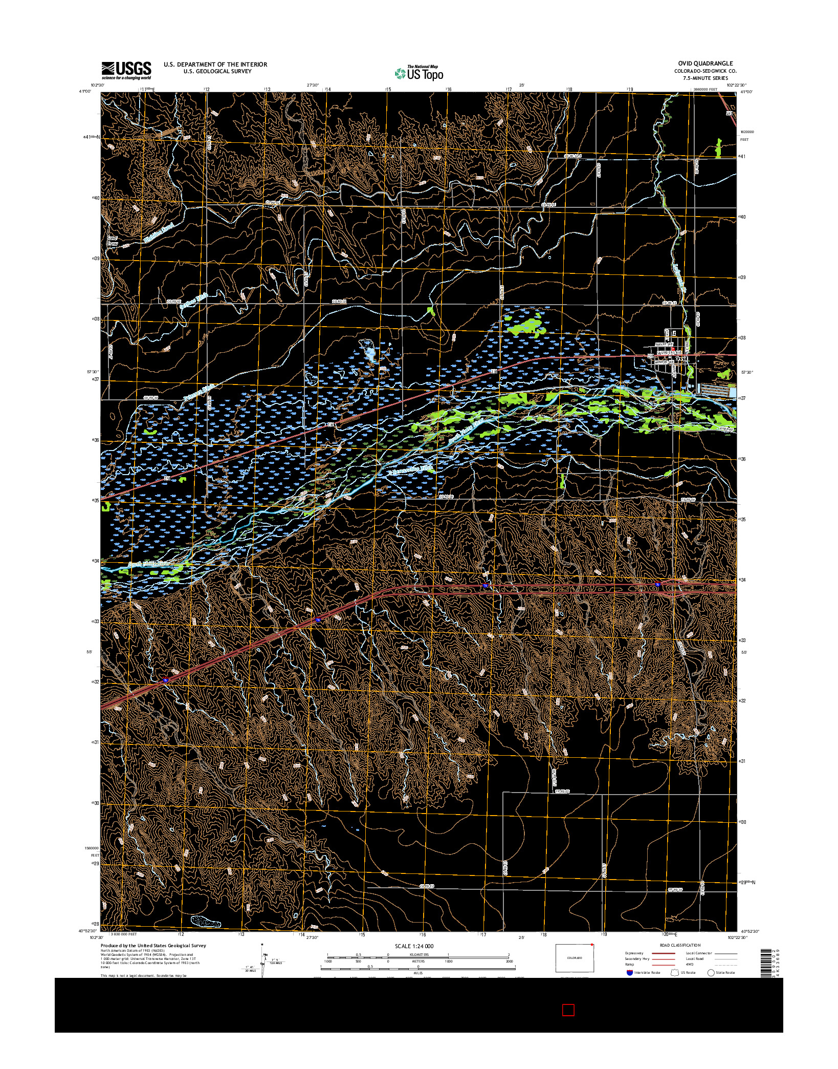 USGS US TOPO 7.5-MINUTE MAP FOR OVID, CO 2016