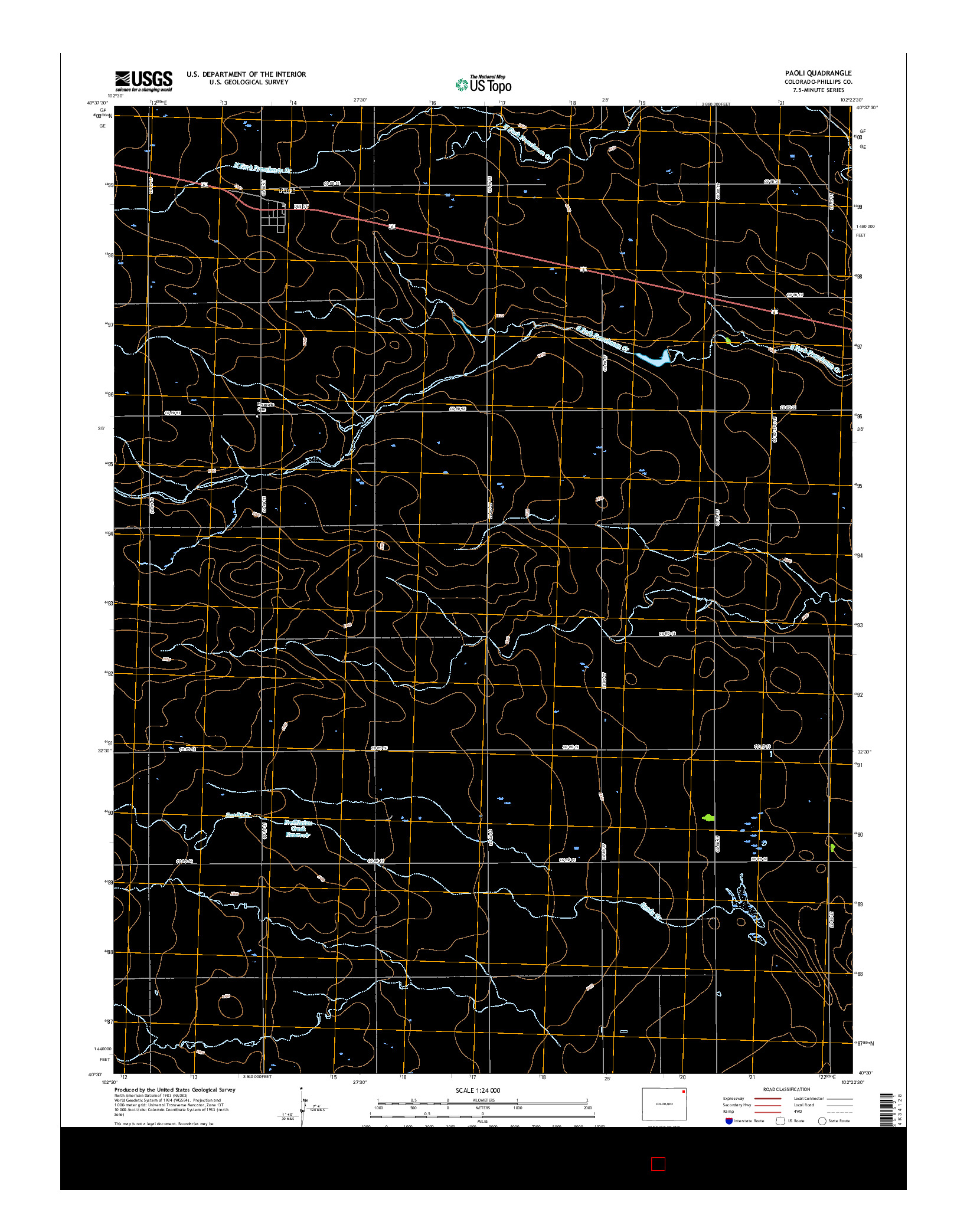 USGS US TOPO 7.5-MINUTE MAP FOR PAOLI, CO 2016