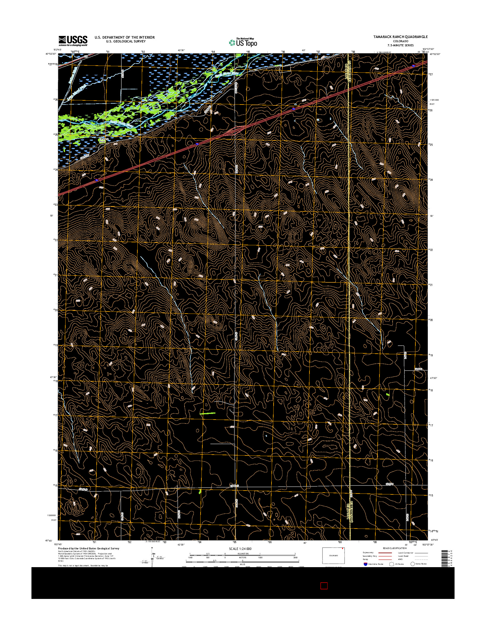 USGS US TOPO 7.5-MINUTE MAP FOR TAMARACK RANCH, CO 2016