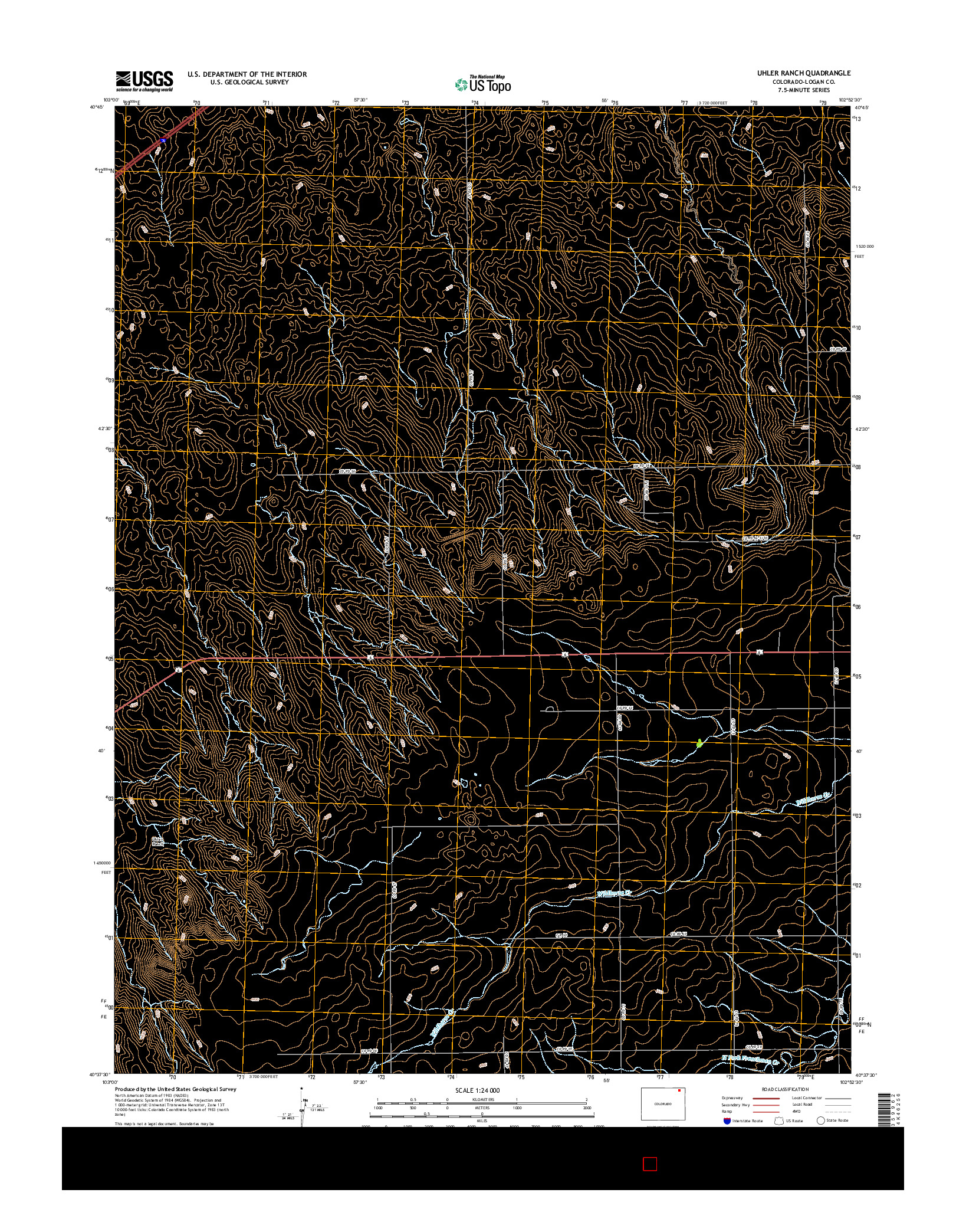 USGS US TOPO 7.5-MINUTE MAP FOR UHLER RANCH, CO 2016