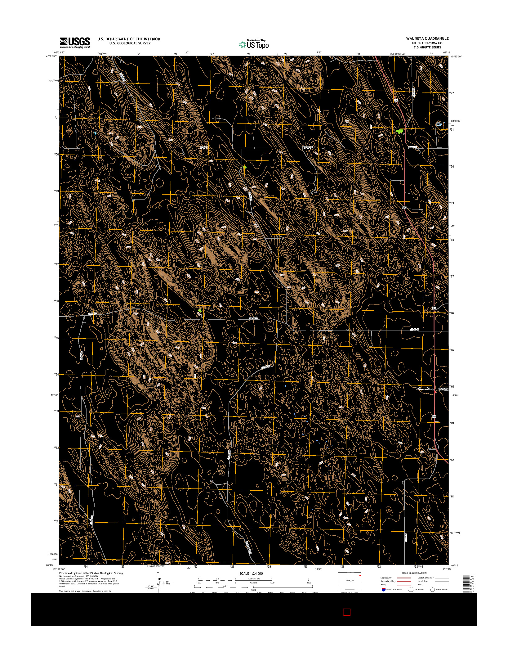 USGS US TOPO 7.5-MINUTE MAP FOR WAUNETA, CO 2016