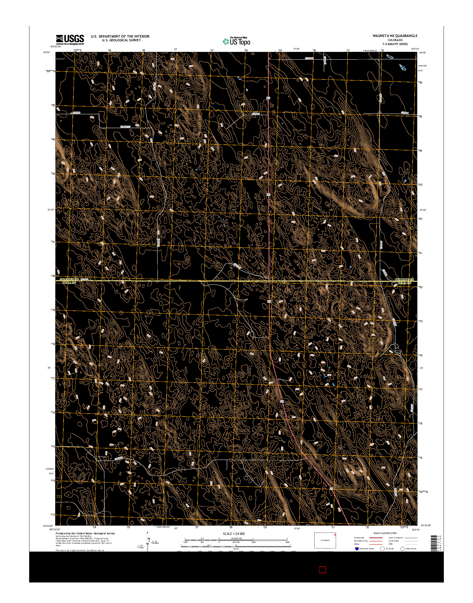 USGS US TOPO 7.5-MINUTE MAP FOR WAUNETA NE, CO 2016