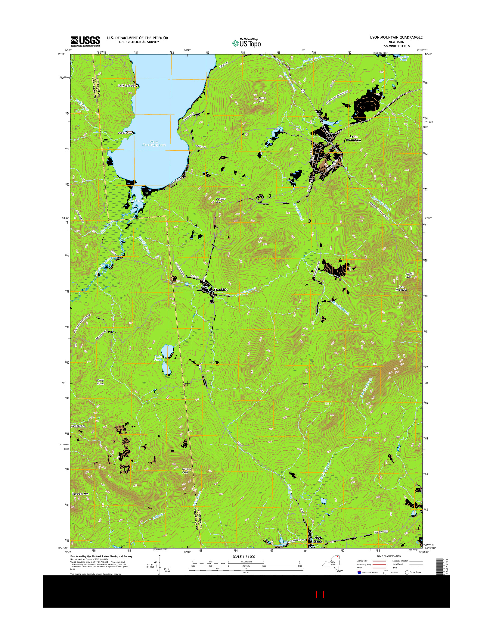 USGS US TOPO 7.5-MINUTE MAP FOR LYON MOUNTAIN, NY 2016