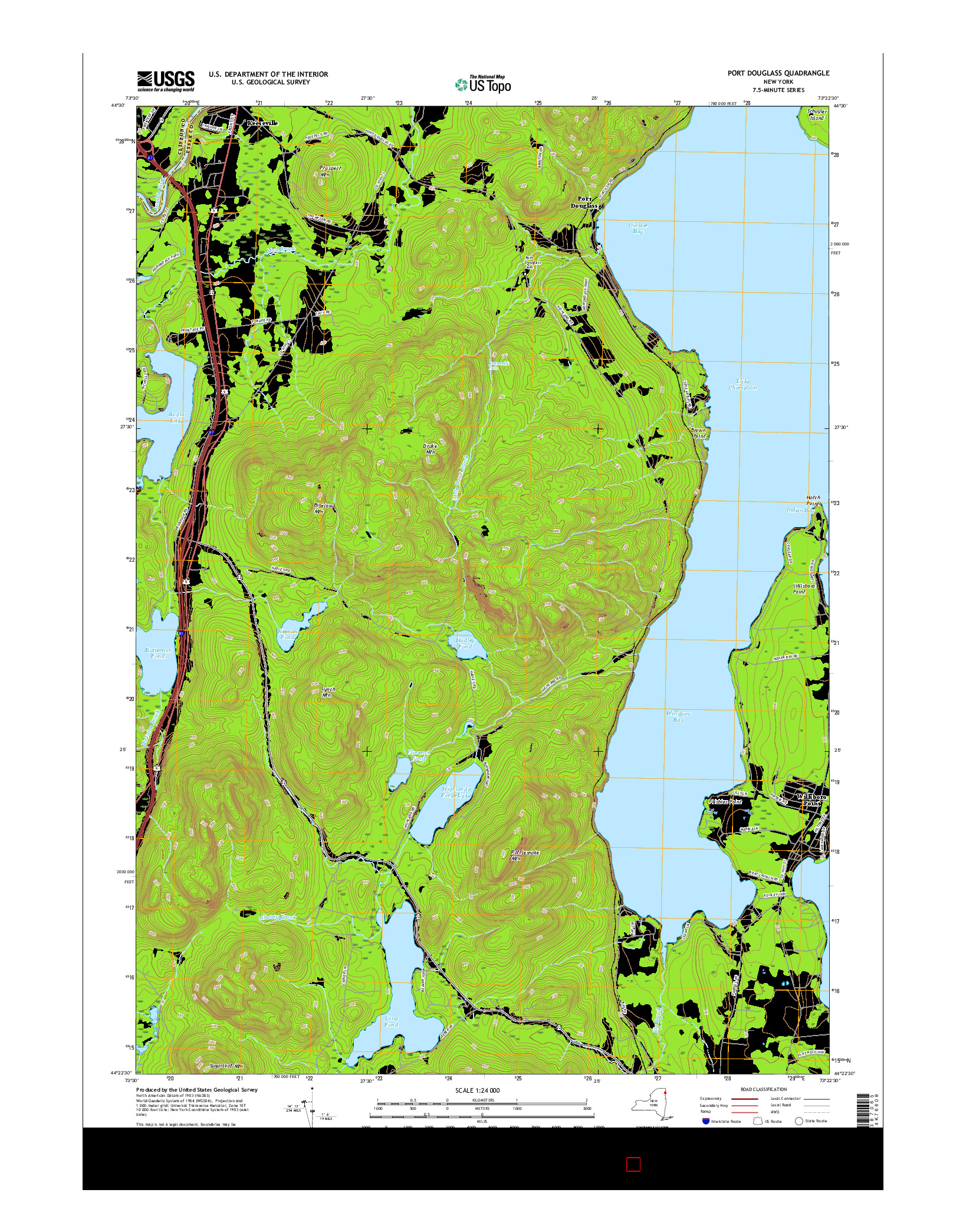 USGS US TOPO 7.5-MINUTE MAP FOR PORT DOUGLASS, NY 2016