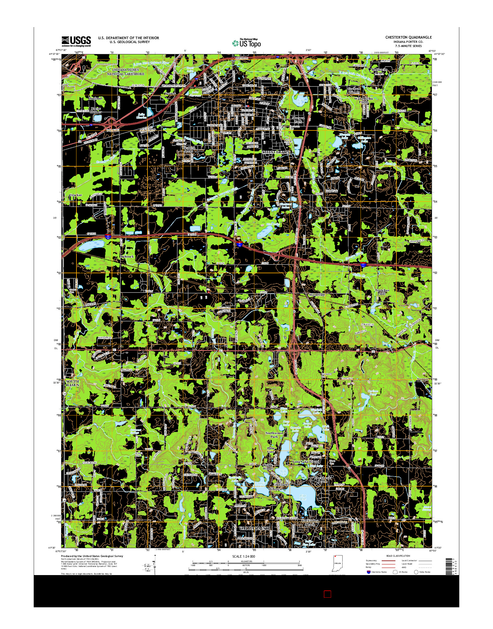 USGS US TOPO 7.5-MINUTE MAP FOR CHESTERTON, IN 2016