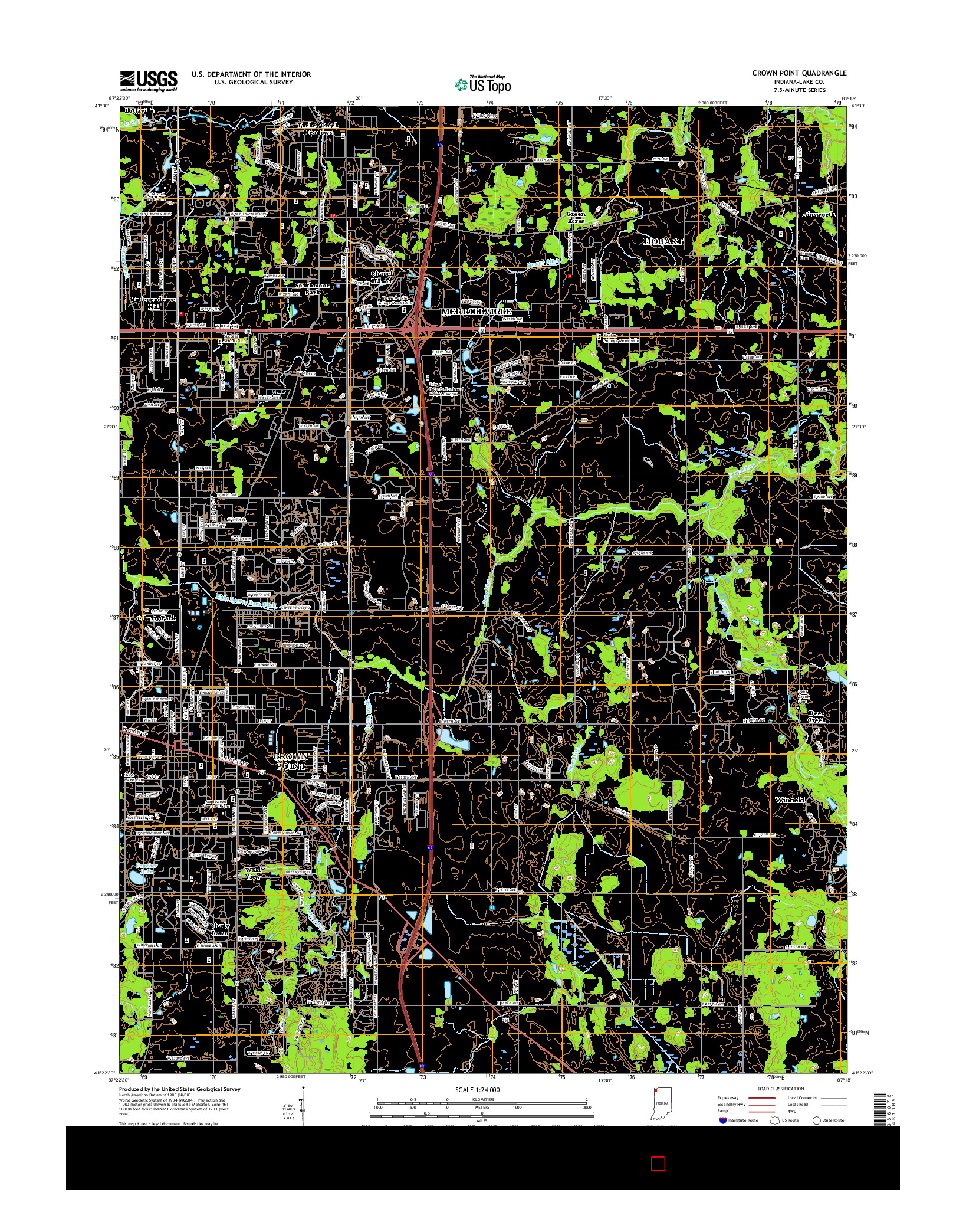 USGS US TOPO 7.5-MINUTE MAP FOR CROWN POINT, IN 2016