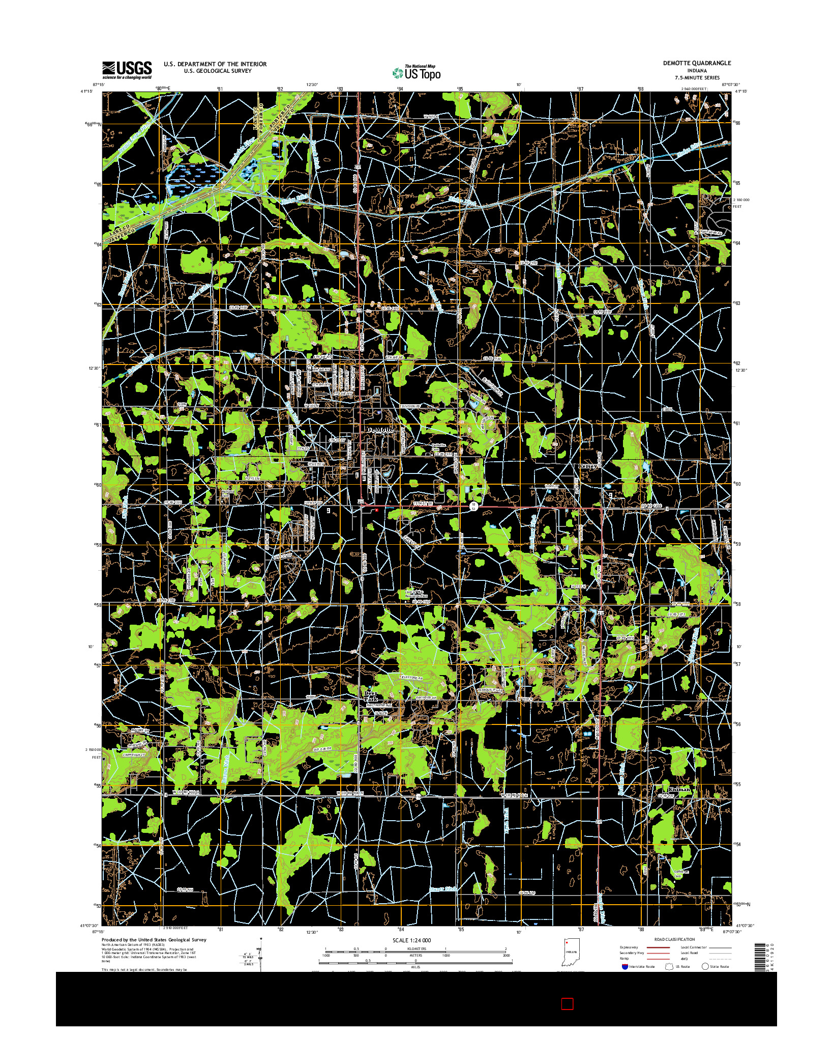 USGS US TOPO 7.5-MINUTE MAP FOR DEMOTTE, IN 2016