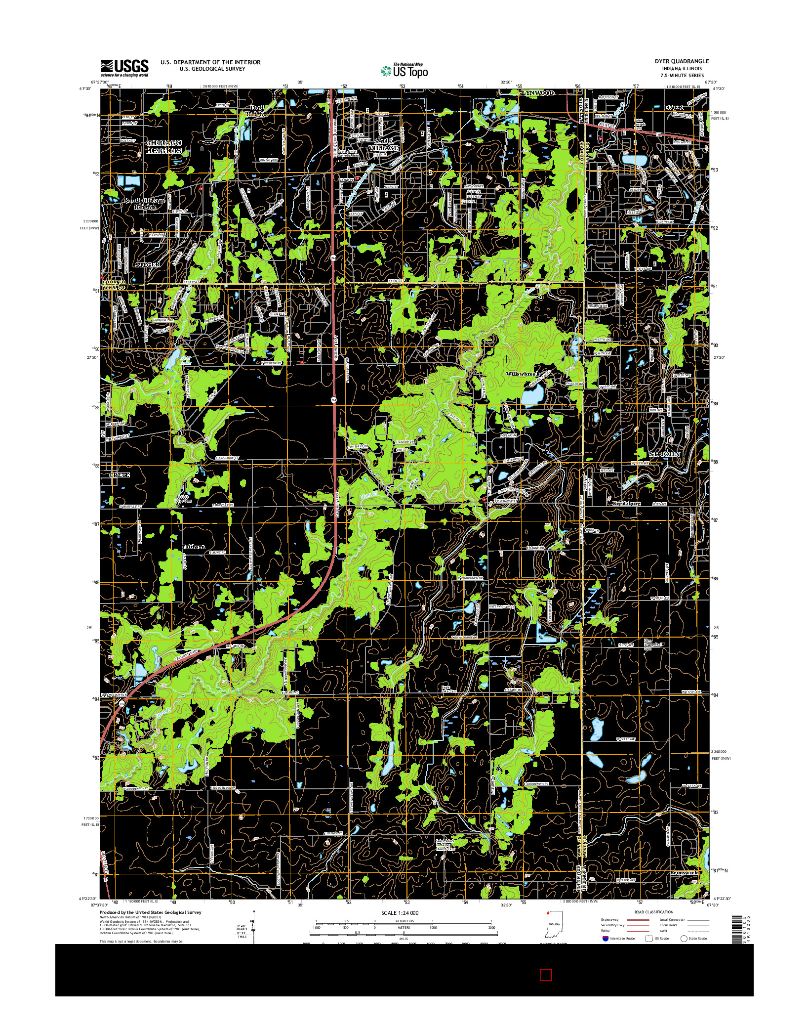 USGS US TOPO 7.5-MINUTE MAP FOR DYER, IN-IL 2016