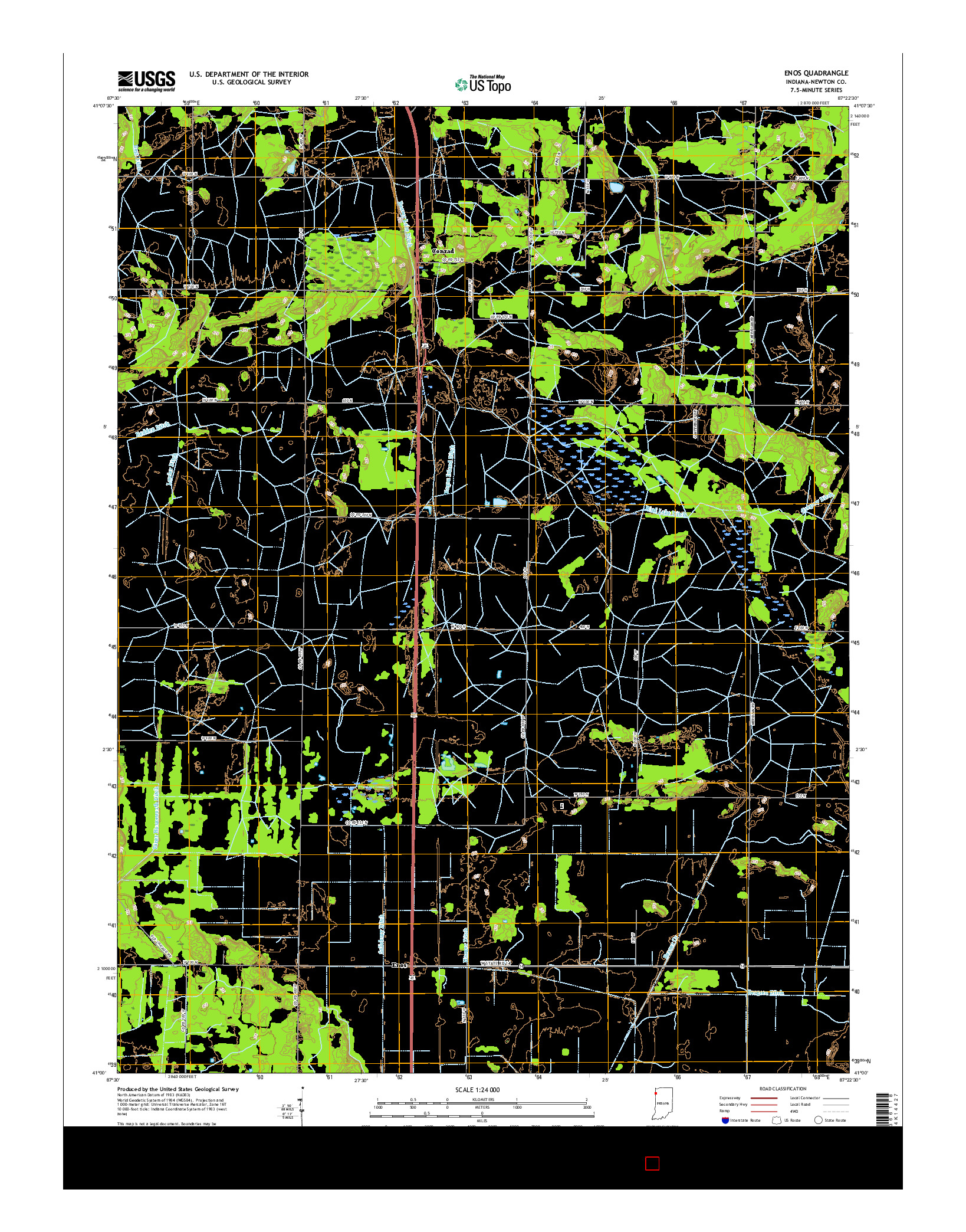 USGS US TOPO 7.5-MINUTE MAP FOR ENOS, IN 2016