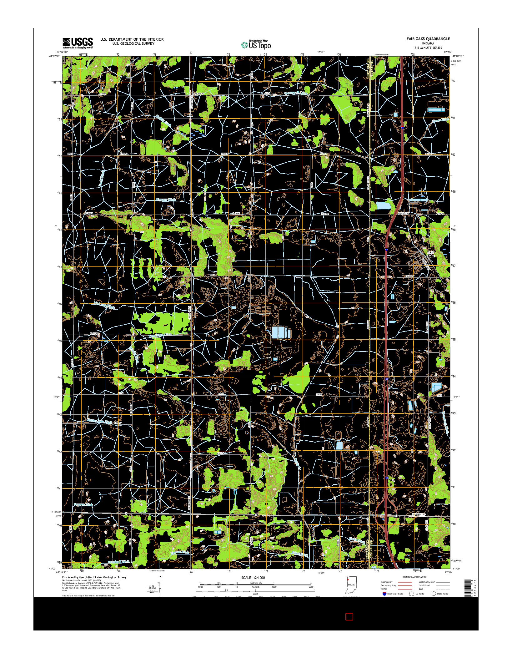 USGS US TOPO 7.5-MINUTE MAP FOR FAIR OAKS, IN 2016