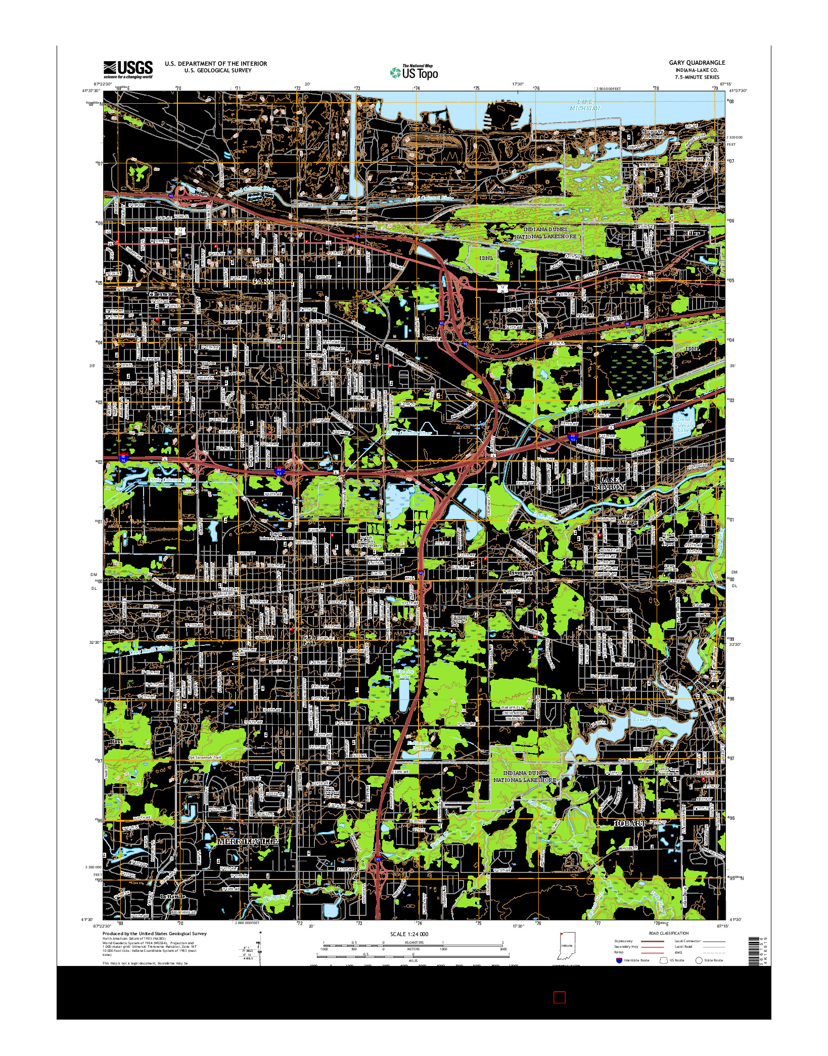 USGS US TOPO 7.5-MINUTE MAP FOR GARY, IN 2016