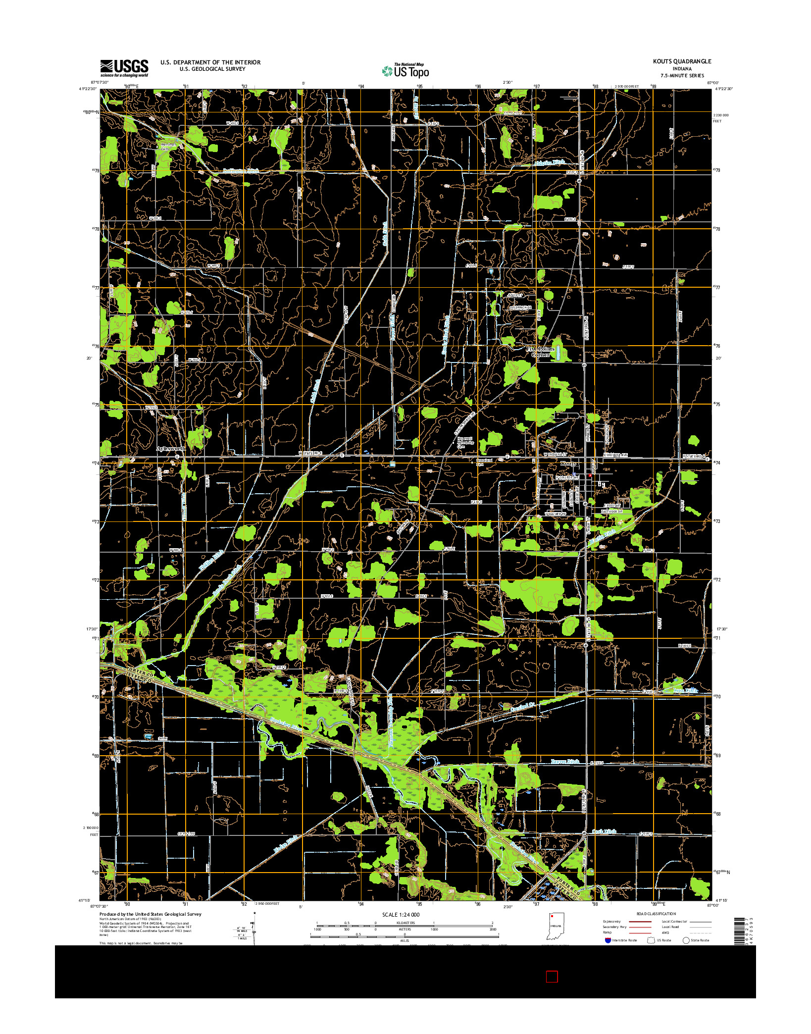 USGS US TOPO 7.5-MINUTE MAP FOR KOUTS, IN 2016