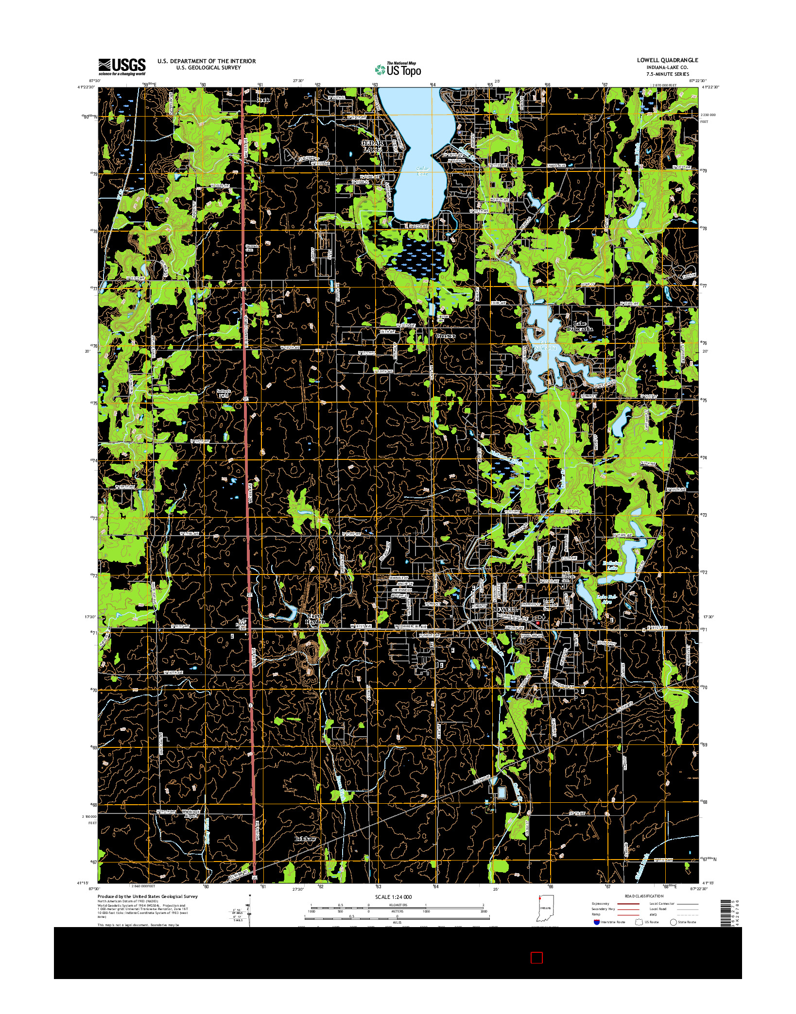 USGS US TOPO 7.5-MINUTE MAP FOR LOWELL, IN 2016