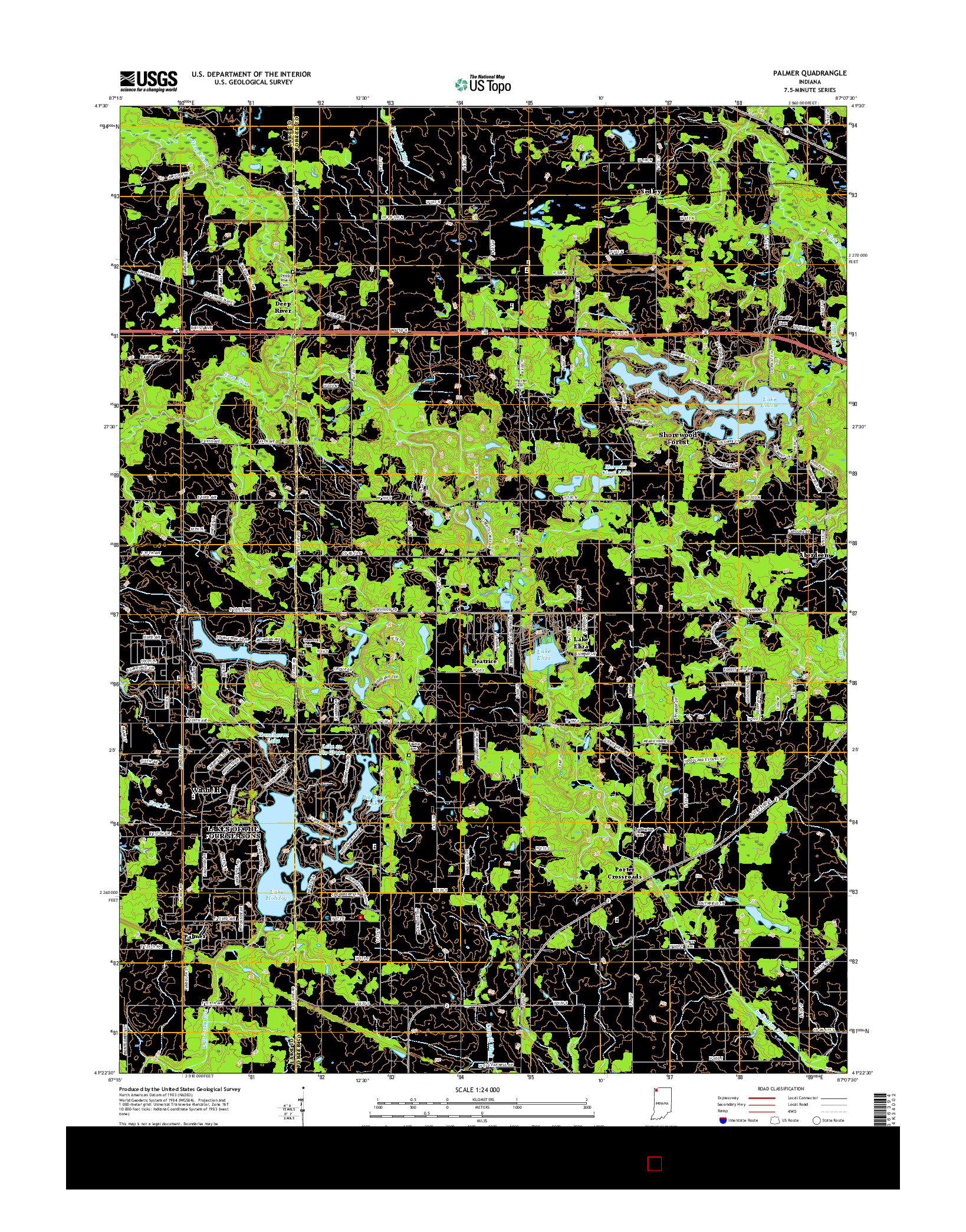 USGS US TOPO 7.5-MINUTE MAP FOR PALMER, IN 2016