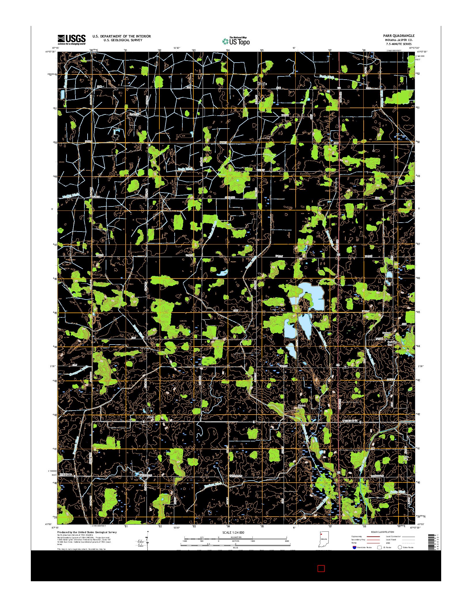 USGS US TOPO 7.5-MINUTE MAP FOR PARR, IN 2016