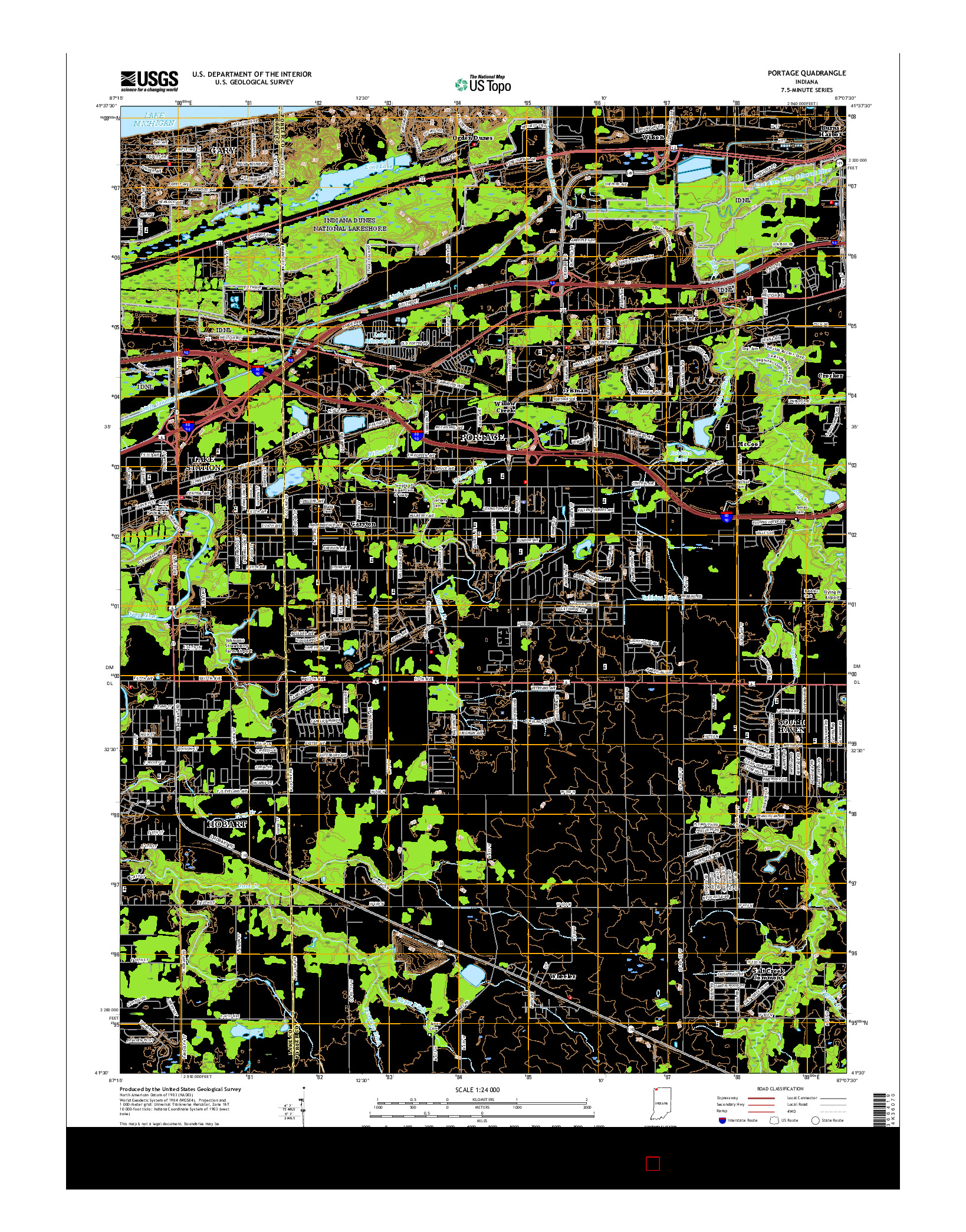 USGS US TOPO 7.5-MINUTE MAP FOR PORTAGE, IN 2016