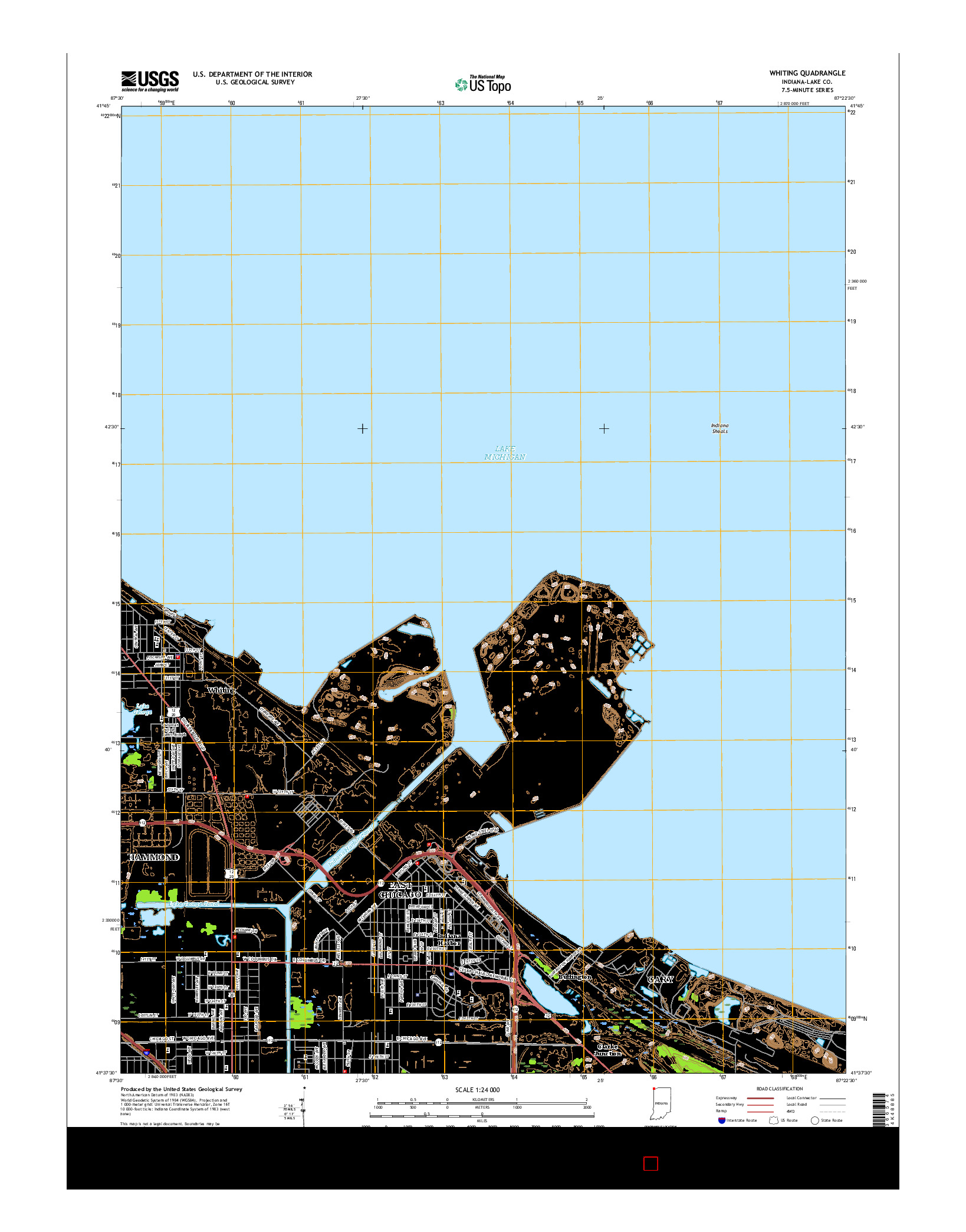 USGS US TOPO 7.5-MINUTE MAP FOR WHITING, IN 2016