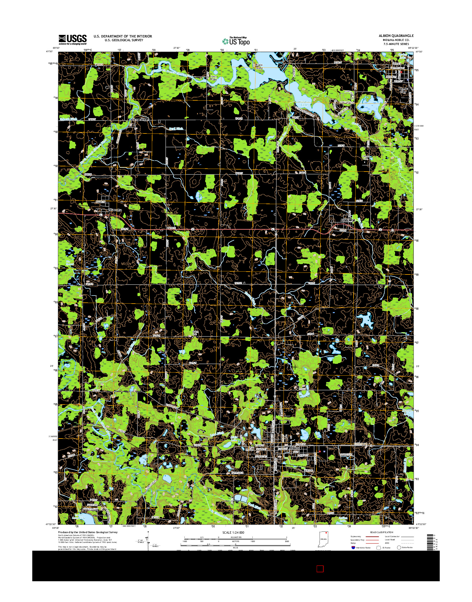 USGS US TOPO 7.5-MINUTE MAP FOR ALBION, IN 2016