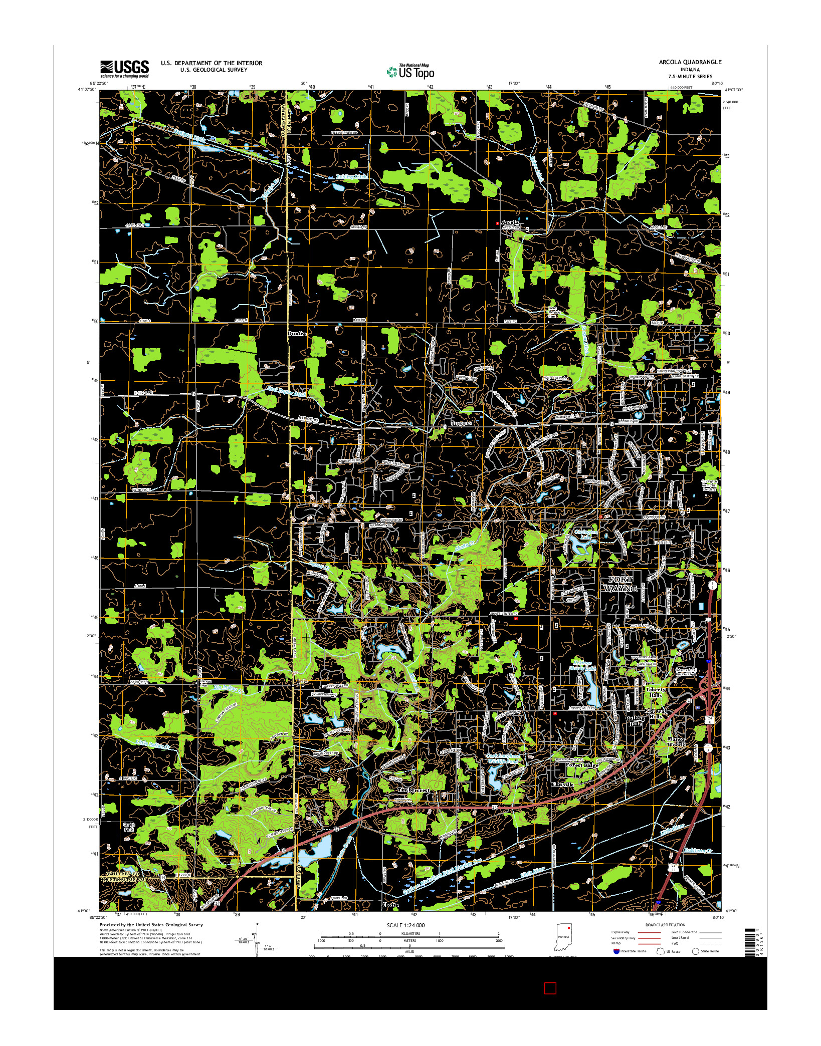 USGS US TOPO 7.5-MINUTE MAP FOR ARCOLA, IN 2016