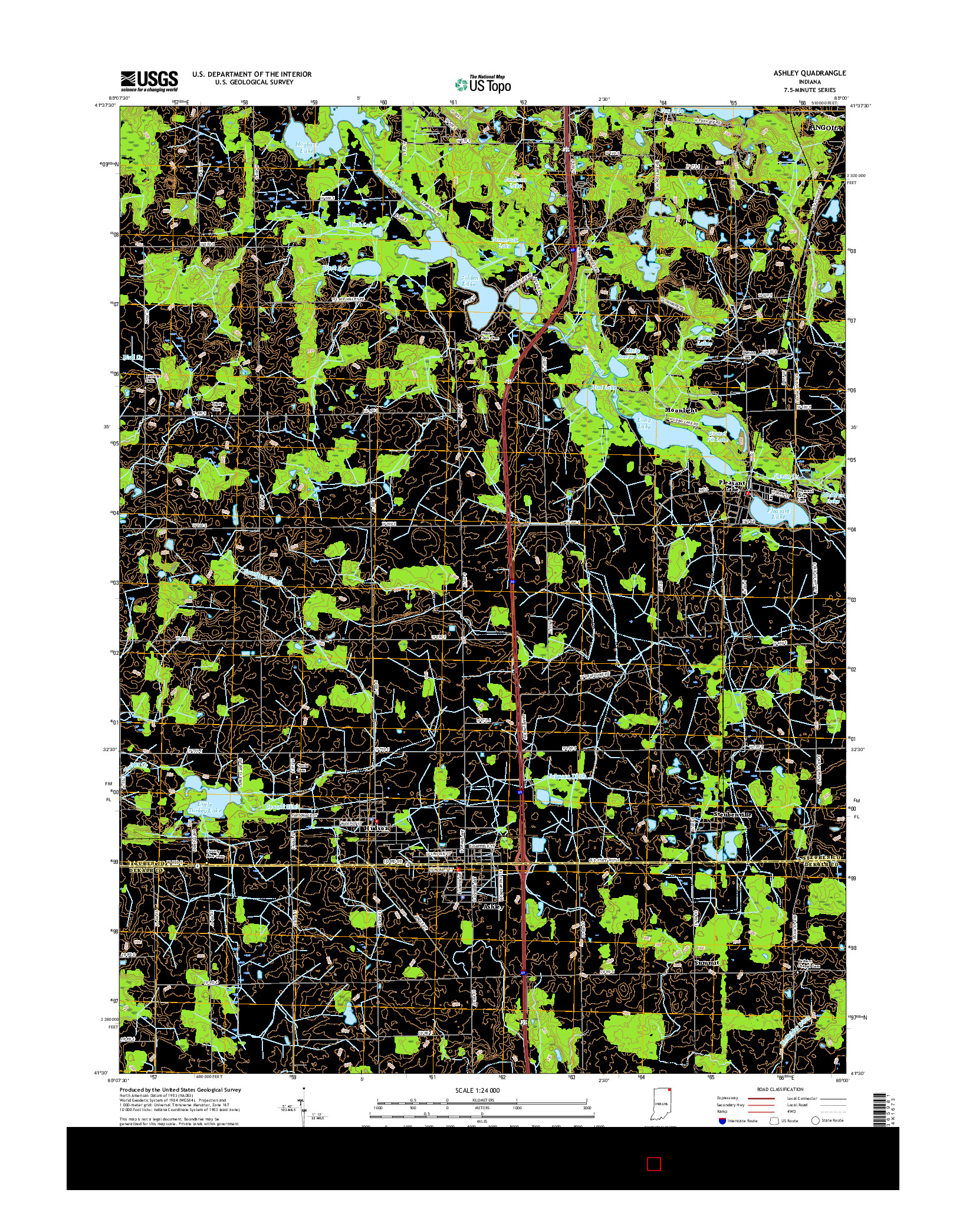 USGS US TOPO 7.5-MINUTE MAP FOR ASHLEY, IN 2016