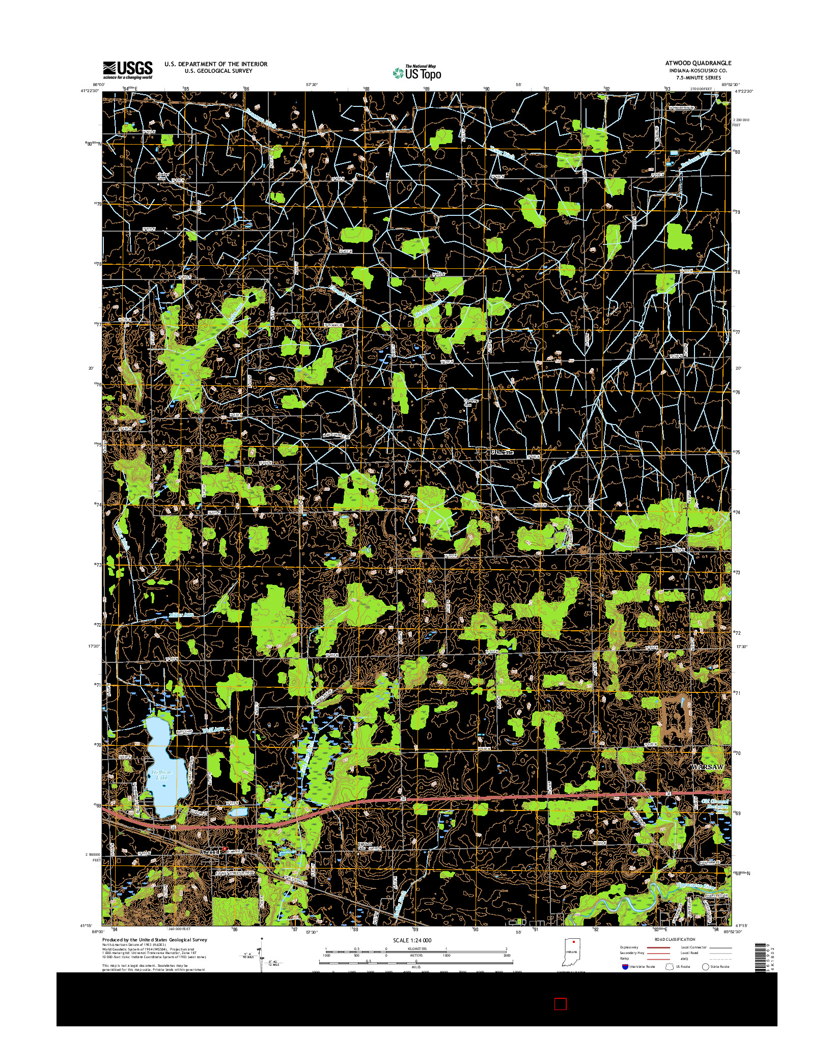 USGS US TOPO 7.5-MINUTE MAP FOR ATWOOD, IN 2016