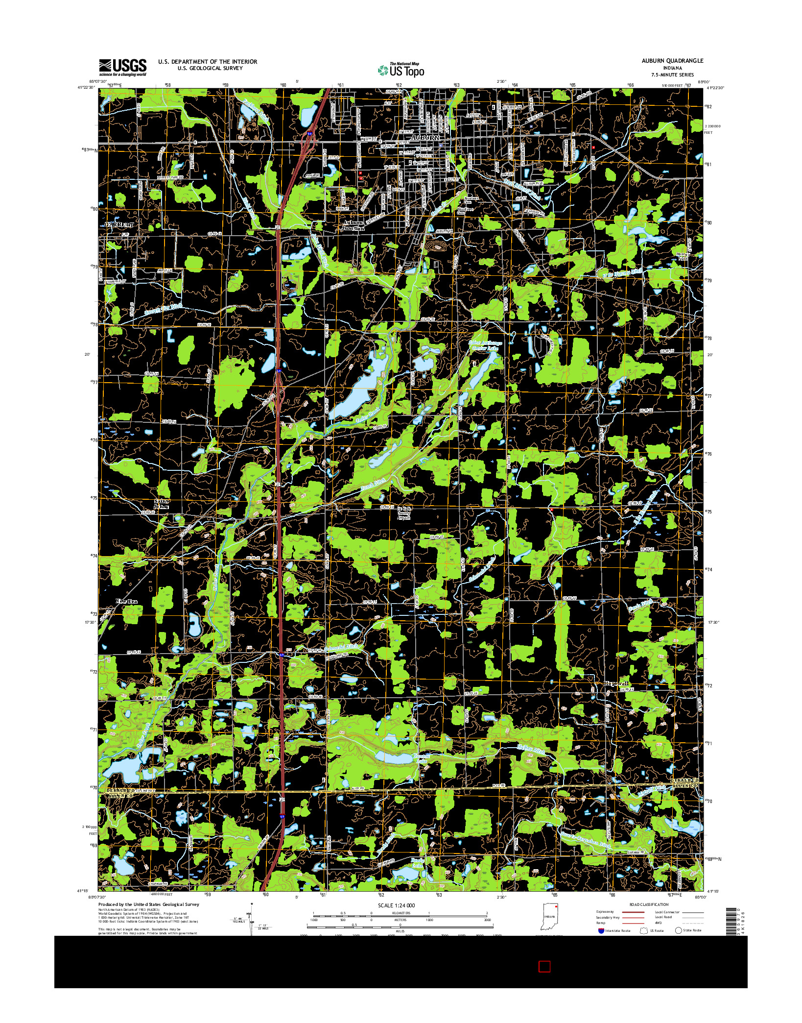 USGS US TOPO 7.5-MINUTE MAP FOR AUBURN, IN 2016