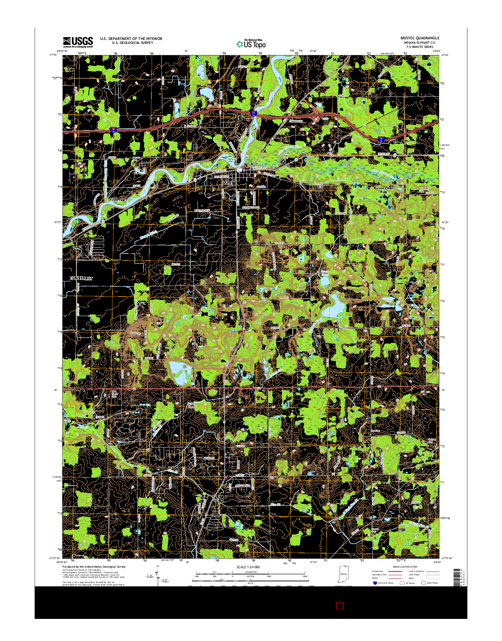 USGS US TOPO 7.5-MINUTE MAP FOR BRISTOL, IN 2016