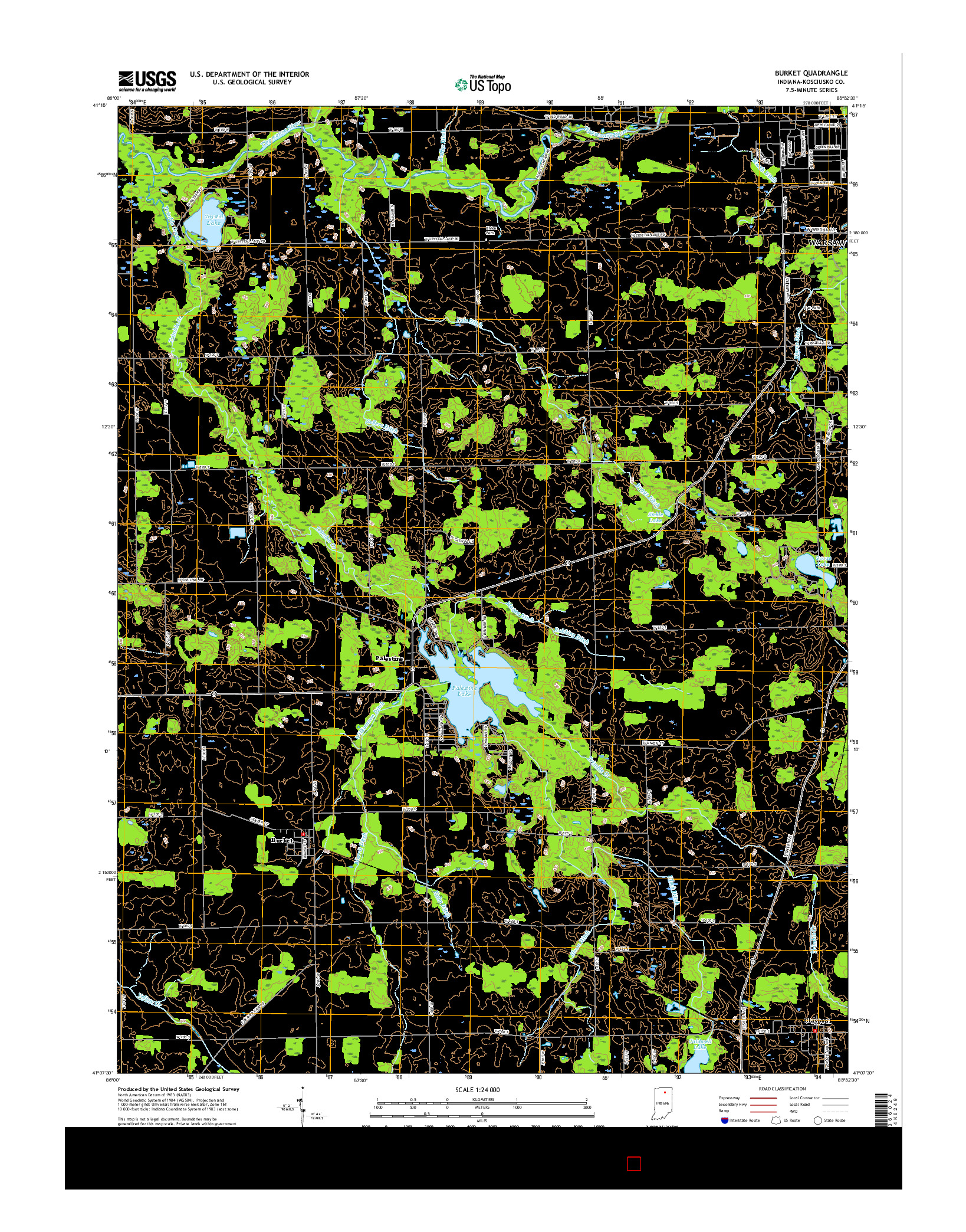 USGS US TOPO 7.5-MINUTE MAP FOR BURKET, IN 2016