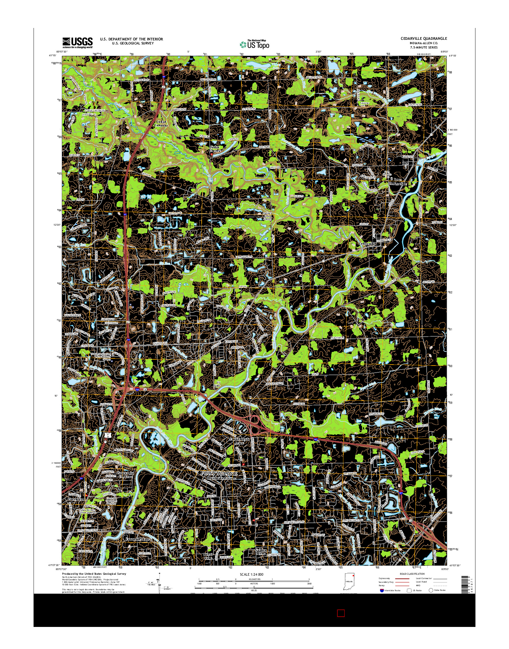 USGS US TOPO 7.5-MINUTE MAP FOR CEDARVILLE, IN 2016