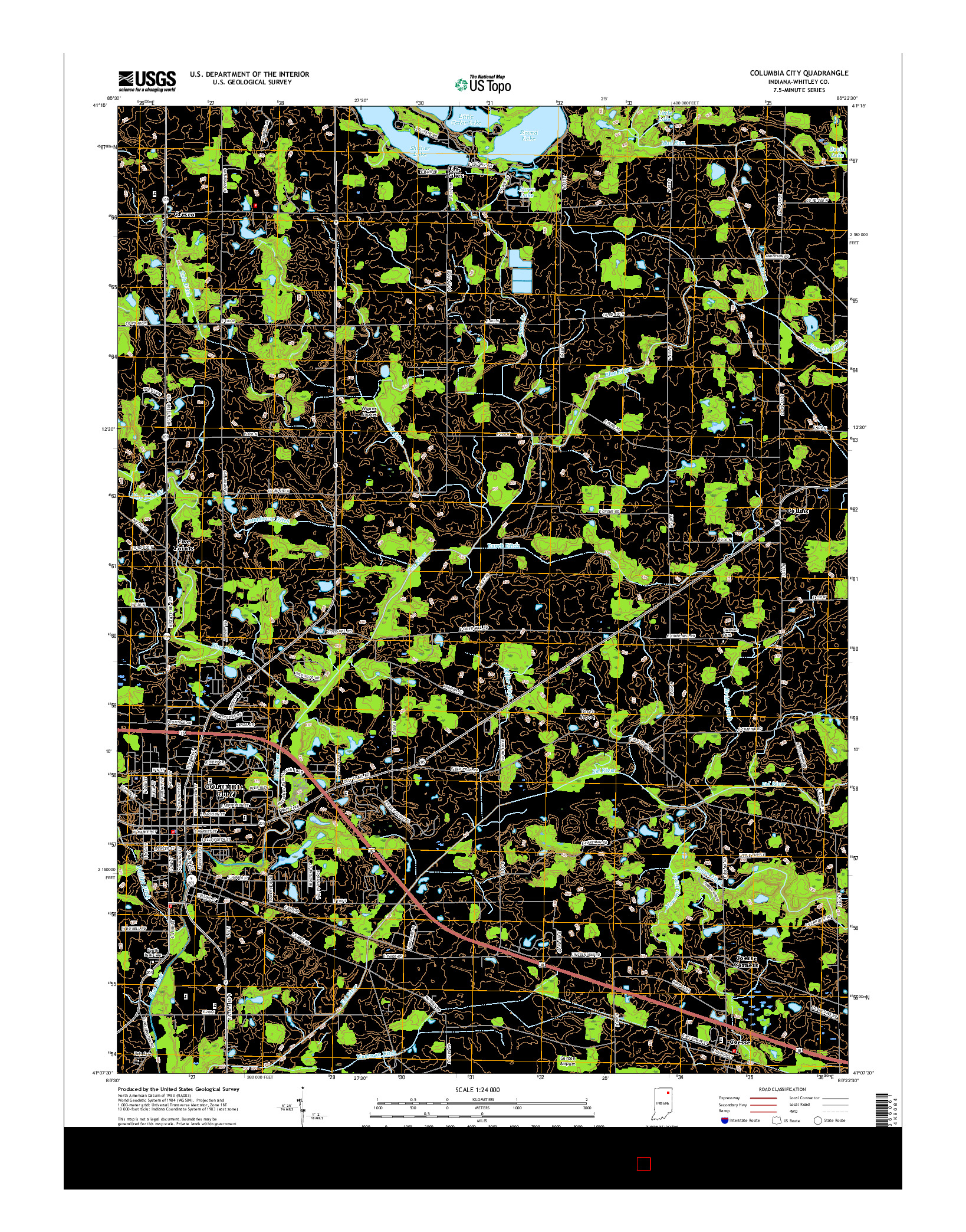 USGS US TOPO 7.5-MINUTE MAP FOR COLUMBIA CITY, IN 2016