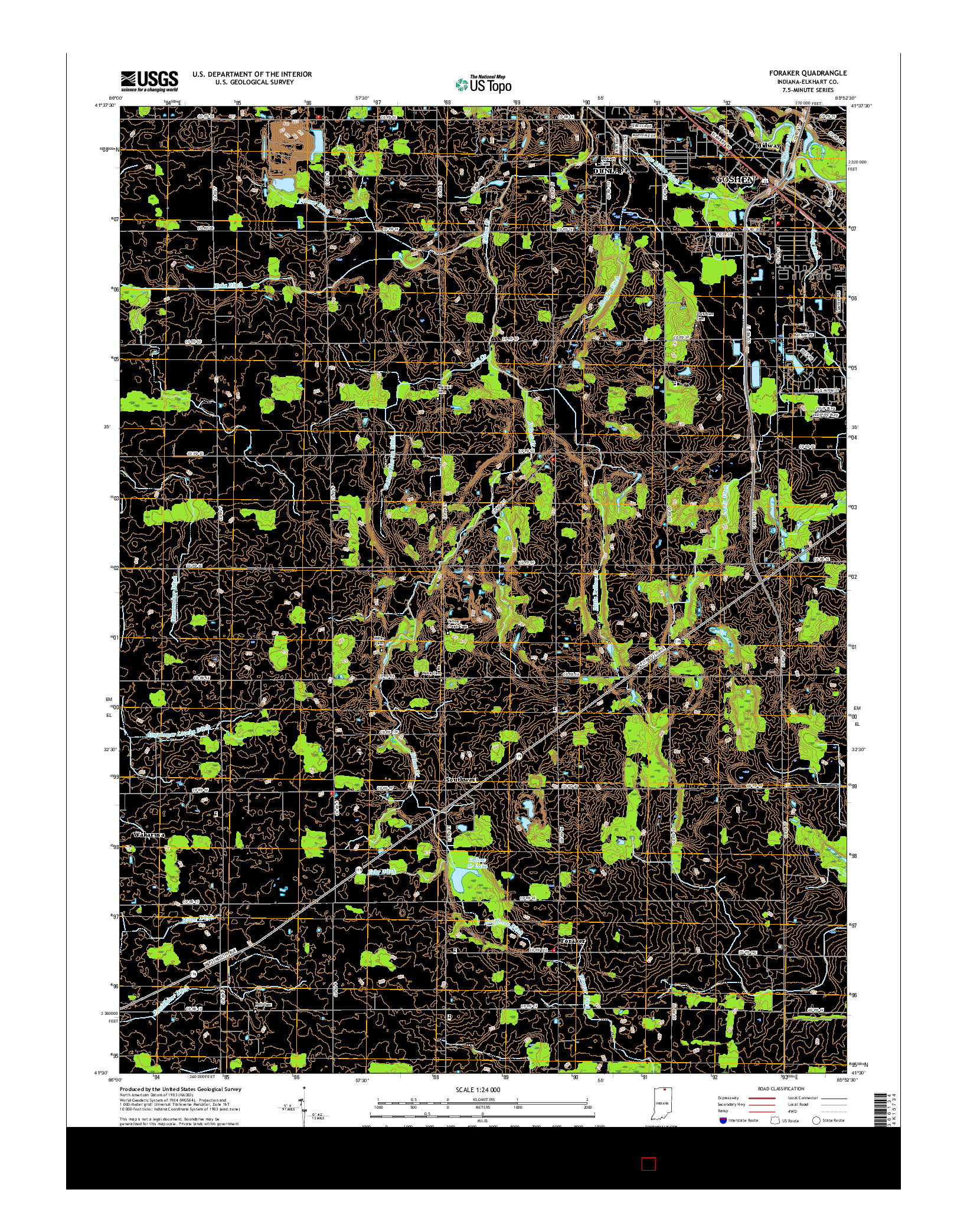 USGS US TOPO 7.5-MINUTE MAP FOR FORAKER, IN 2016