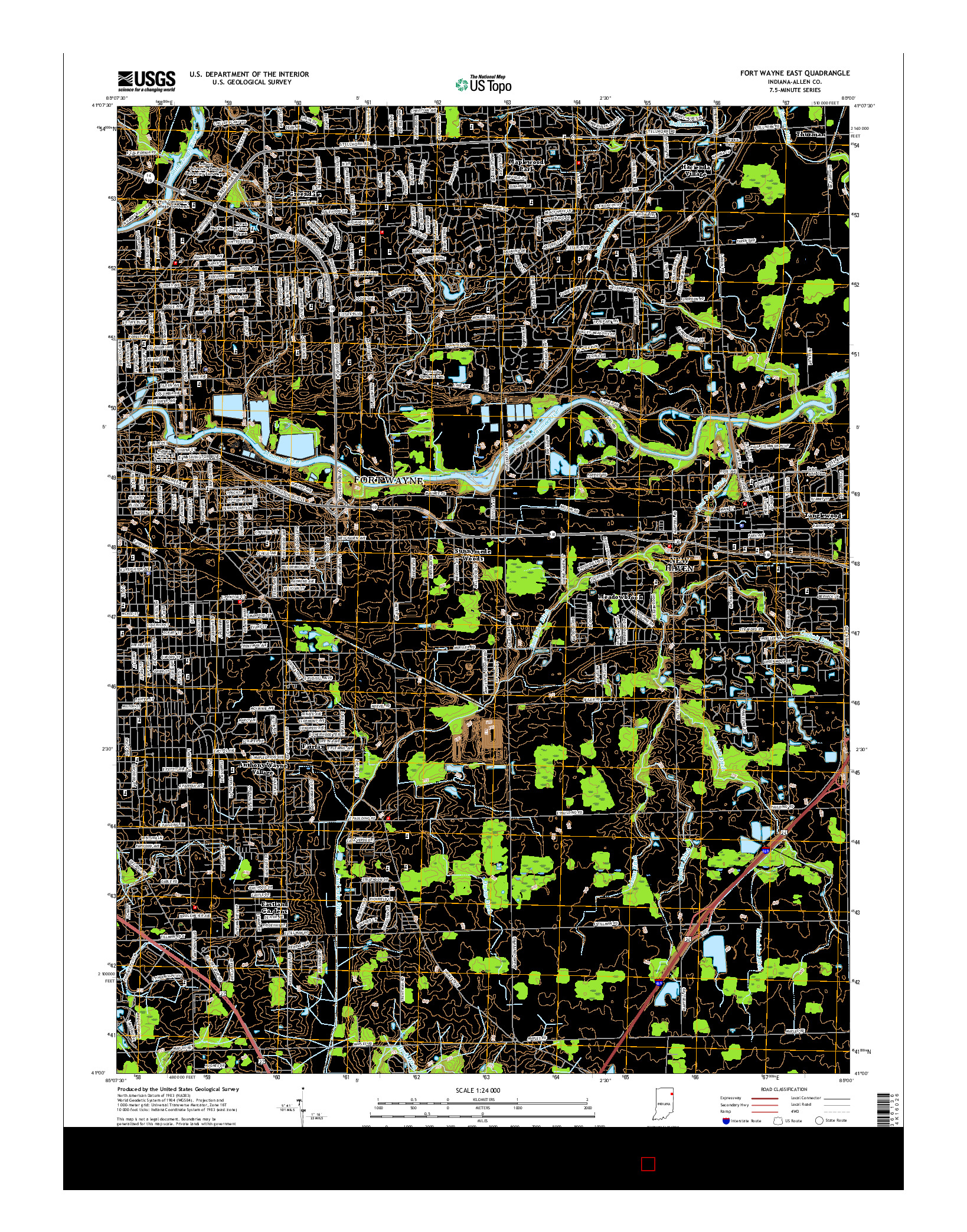 USGS US TOPO 7.5-MINUTE MAP FOR FORT WAYNE EAST, IN 2016