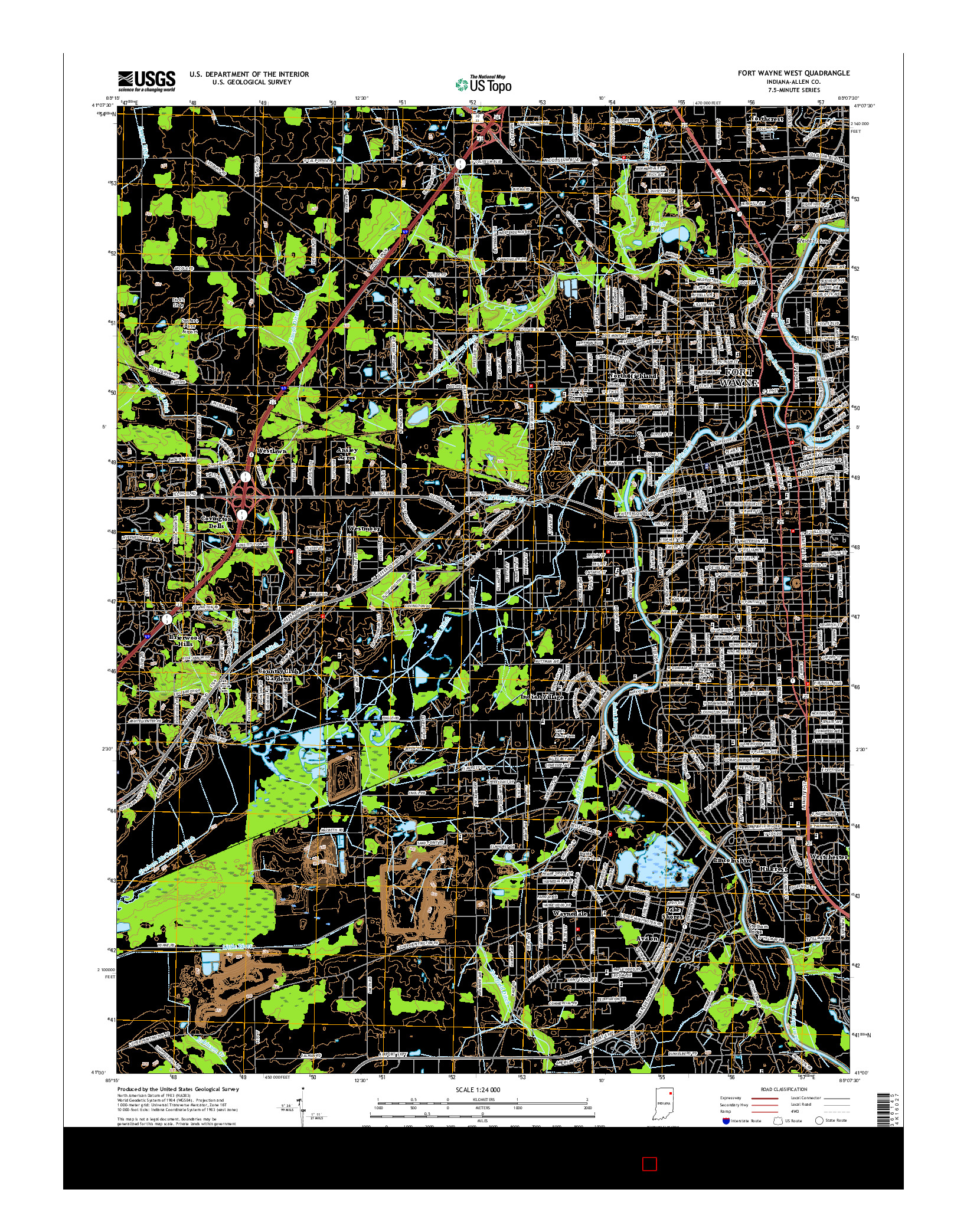 USGS US TOPO 7.5-MINUTE MAP FOR FORT WAYNE WEST, IN 2016