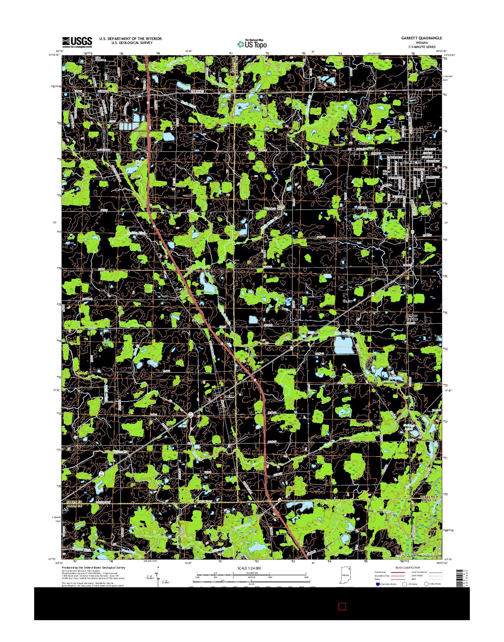 USGS US TOPO 7.5-MINUTE MAP FOR GARRETT, IN 2016
