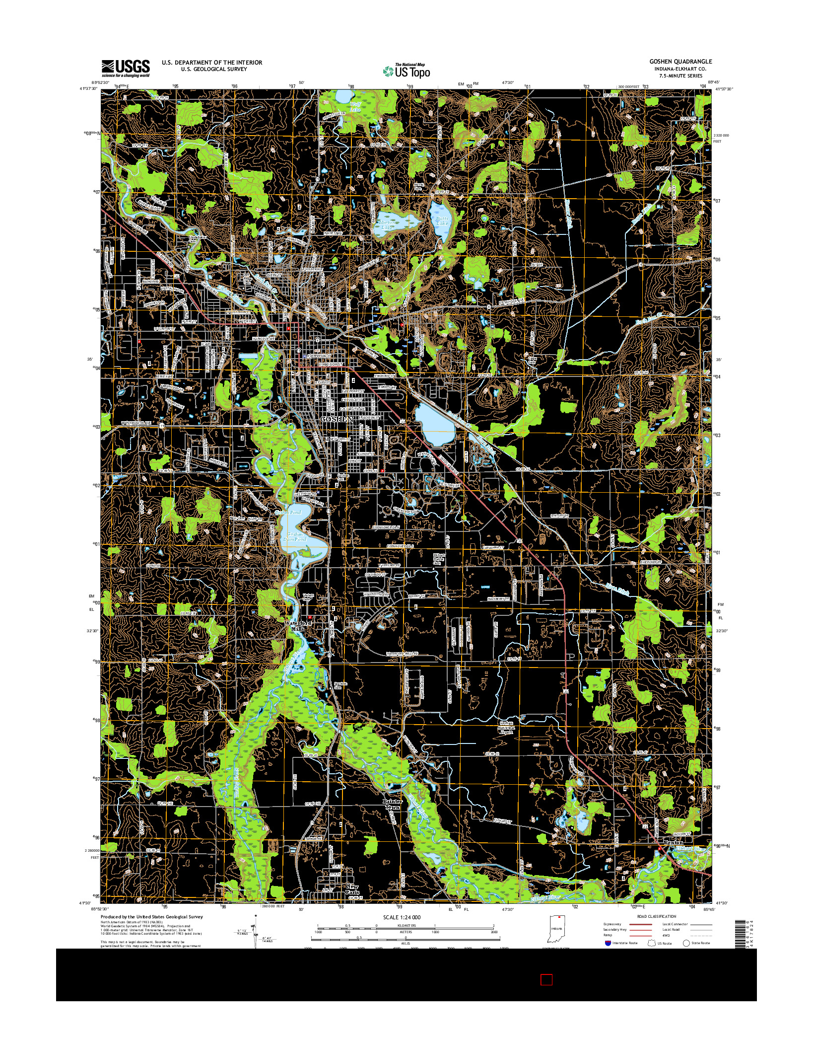 USGS US TOPO 7.5-MINUTE MAP FOR GOSHEN, IN 2016