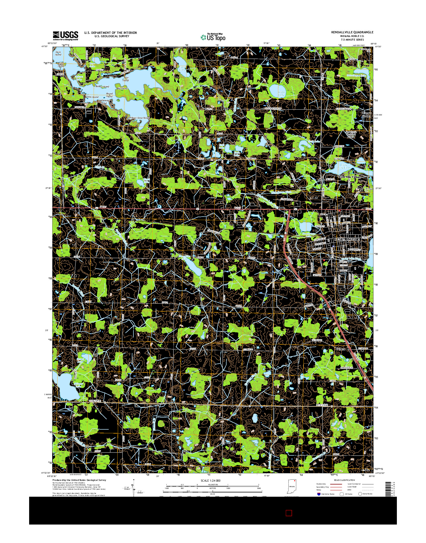 USGS US TOPO 7.5-MINUTE MAP FOR KENDALLVILLE, IN 2016