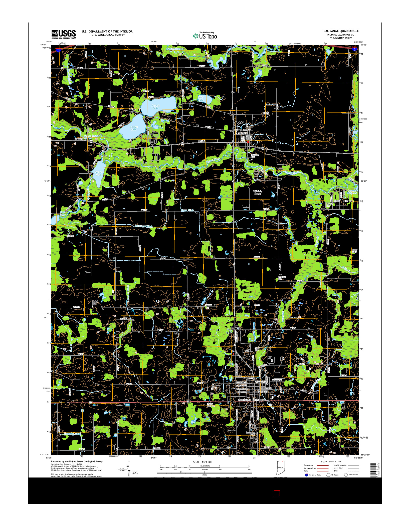 USGS US TOPO 7.5-MINUTE MAP FOR LAGRANGE, IN 2016