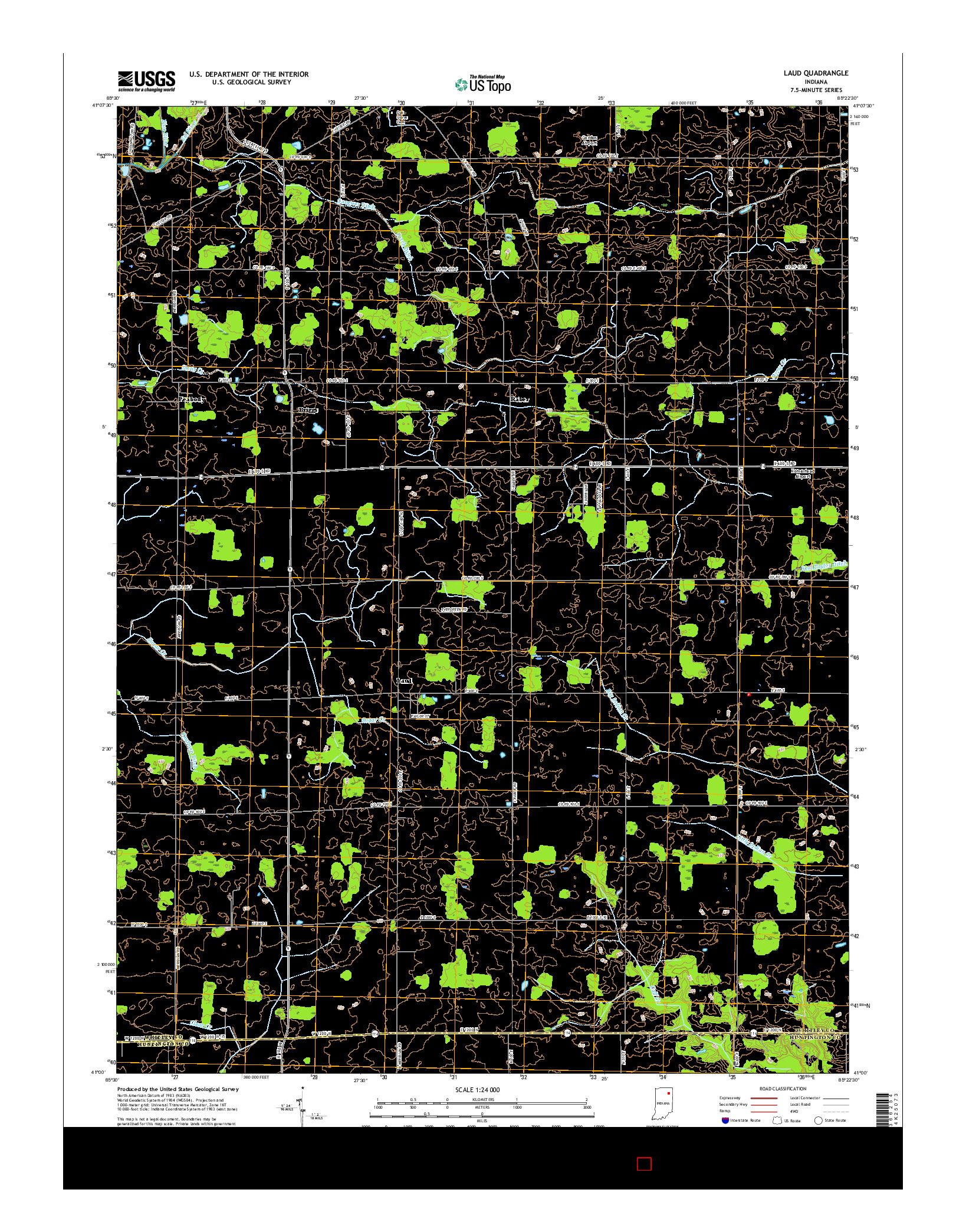 USGS US TOPO 7.5-MINUTE MAP FOR LAUD, IN 2016