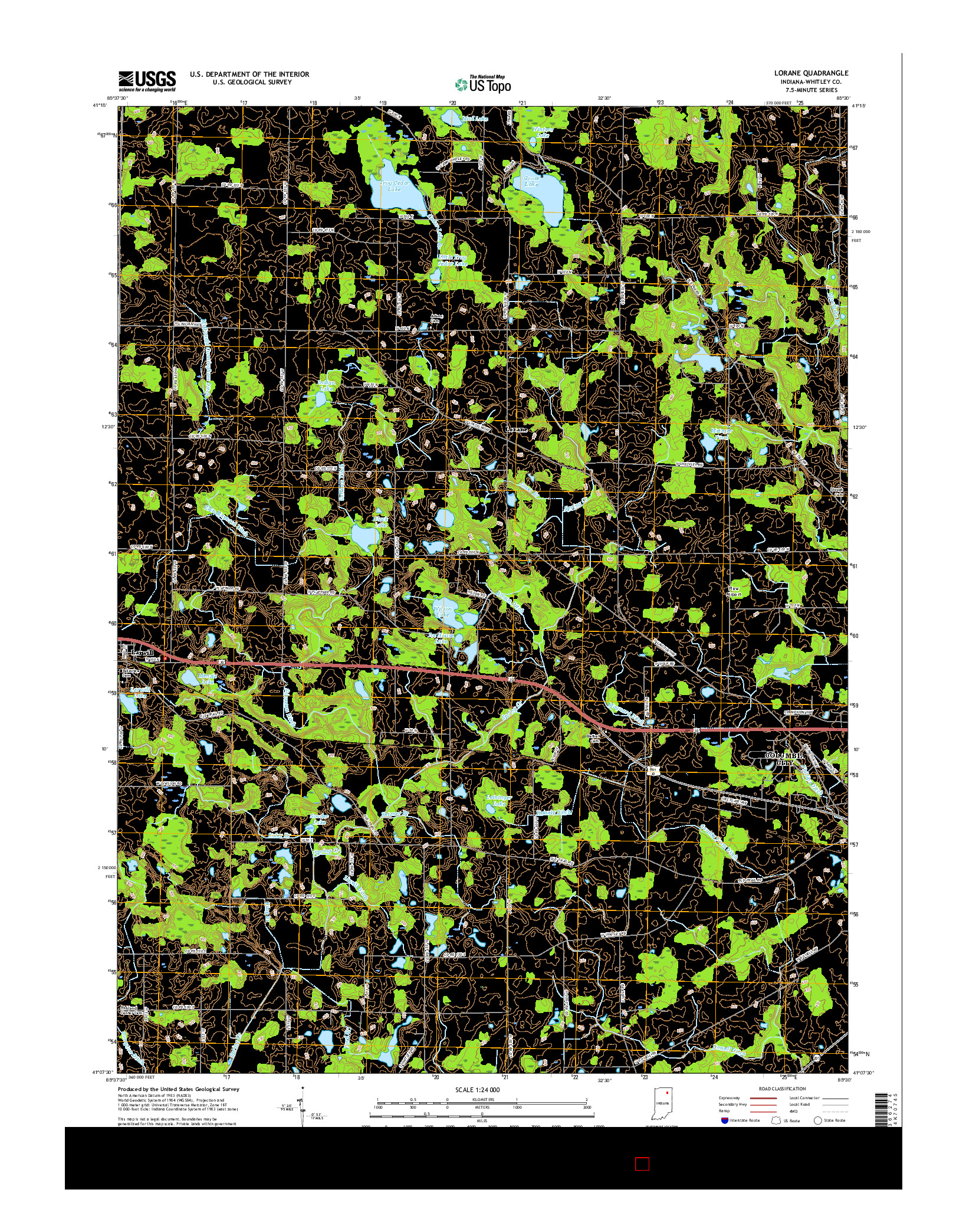 USGS US TOPO 7.5-MINUTE MAP FOR LORANE, IN 2016